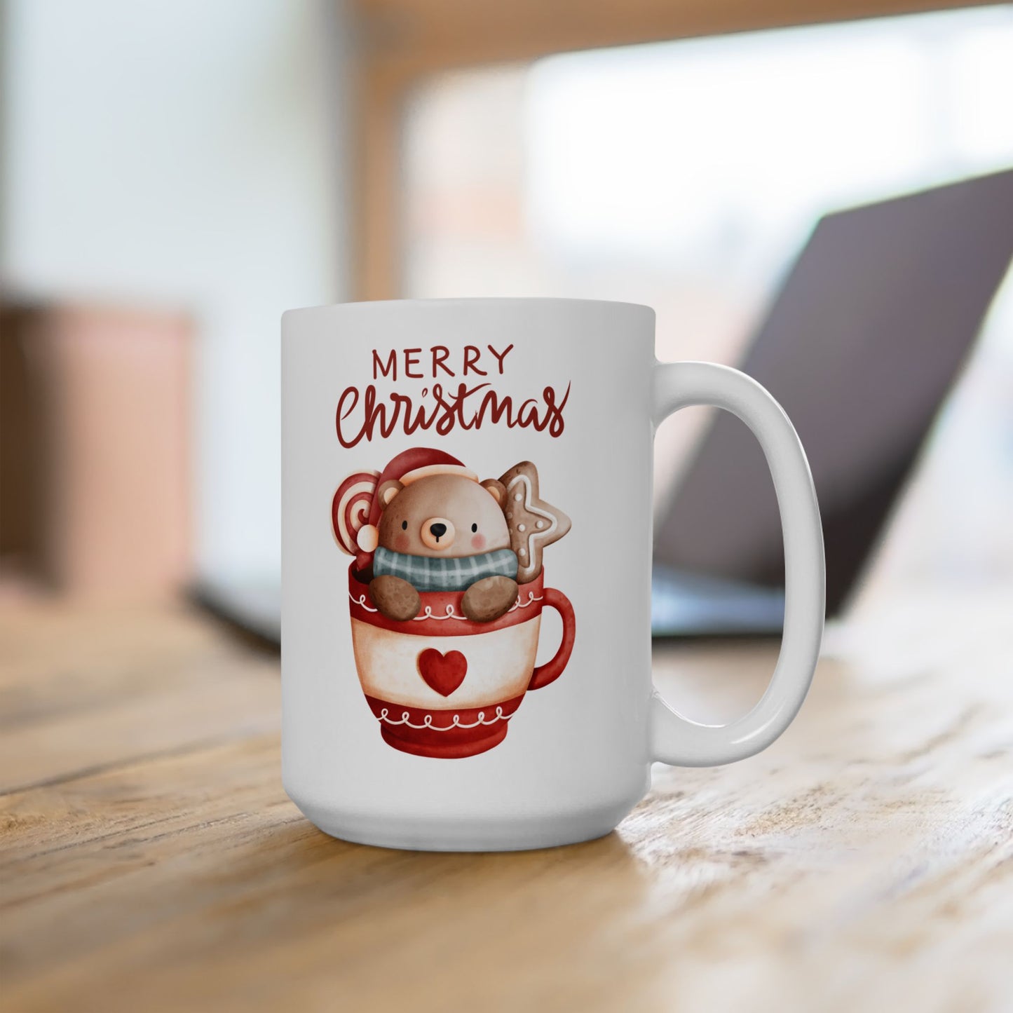 Christmas Bear in a Mug, Coffee & Bear lovers Gift, 11 & 15 oz