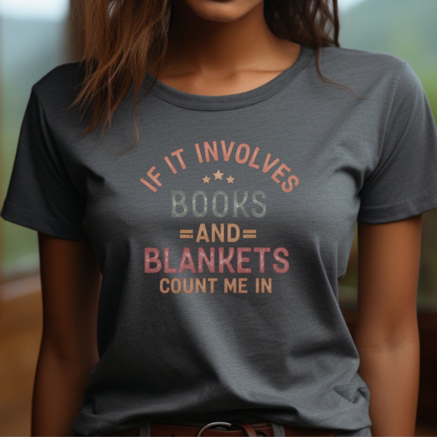 Books & Blankets T‑Shirt — “If It Involves Books and Blankets Count Me In” Cozy Reader Tee