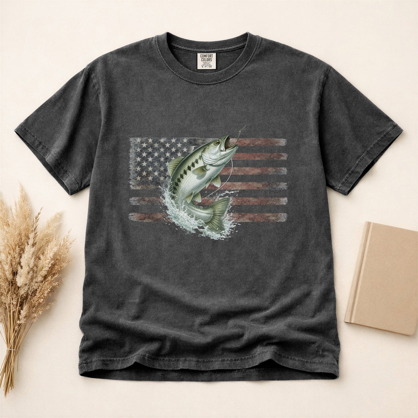 American Flag Fish T-Shirt | Vintage Fishing Graphic Tee | Gift for fishermen