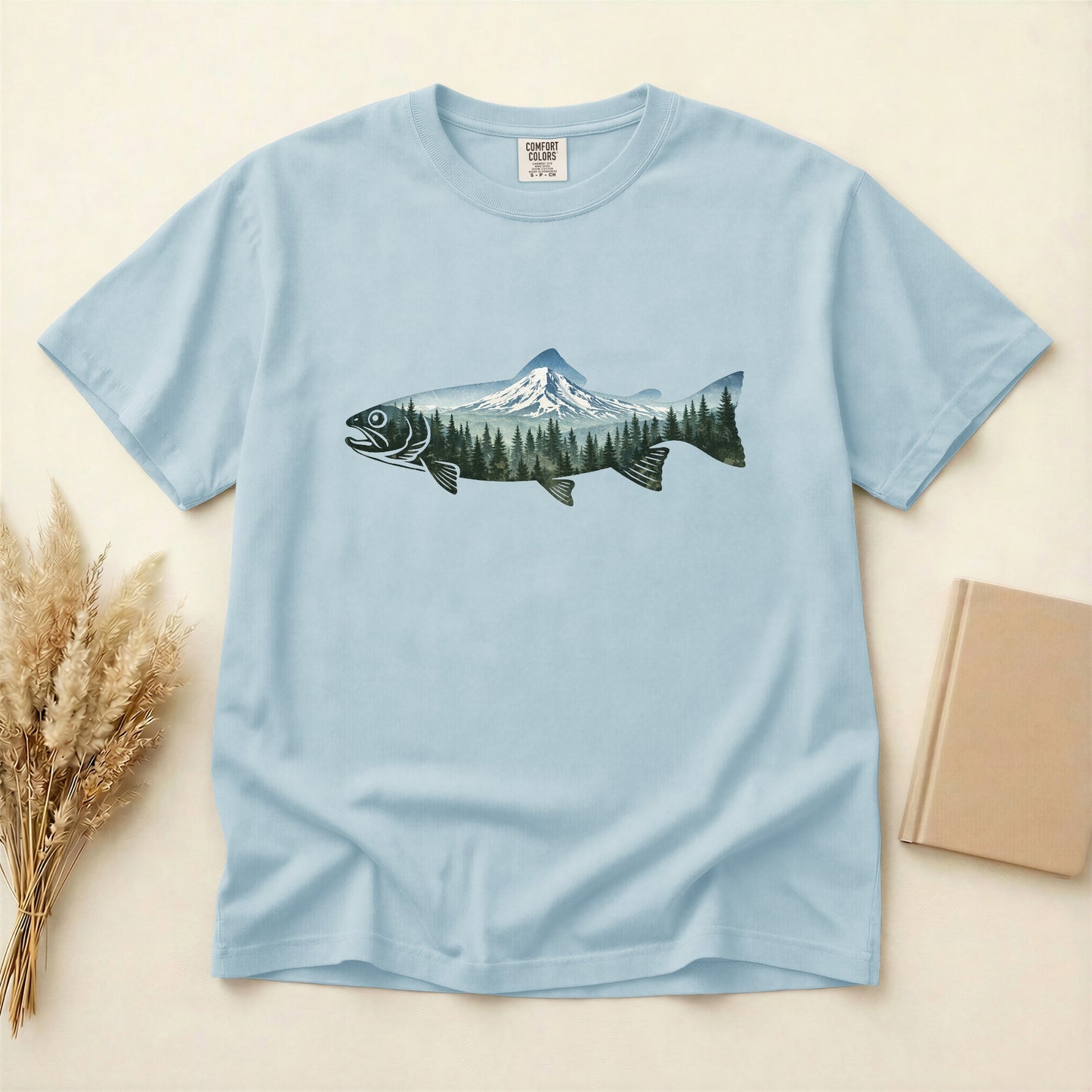 Mountain Fish T-Shirt — Outdoor Fishing Mt Hood Northwest gift for fishing lovers