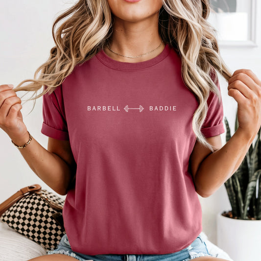 Barbell Baddie T-Shirt — Minimal Gym Fitness Tee