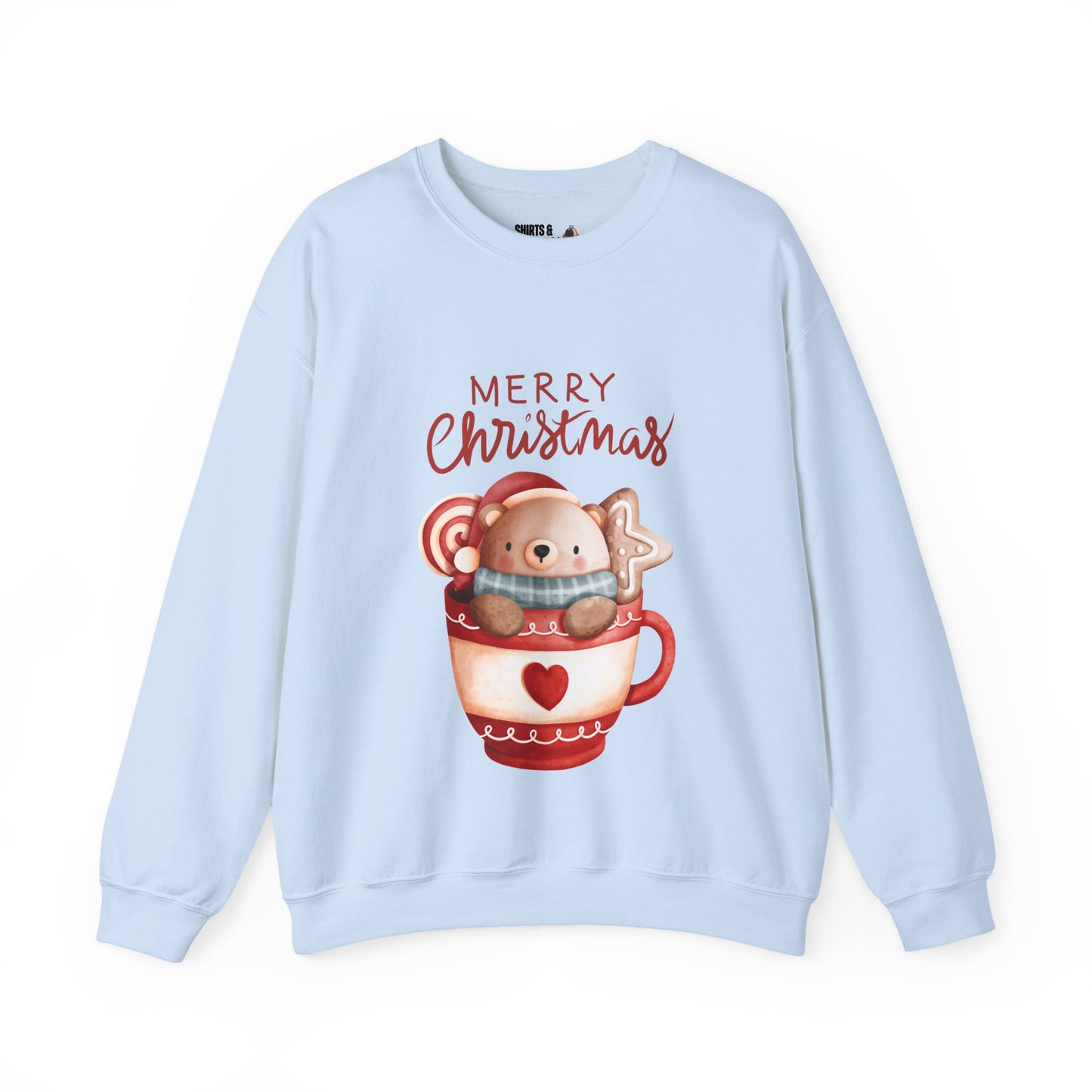 Christmas Bear in a Mug Crewneck Sweatshirt - 'Merry Christmas' Holiday Sweater