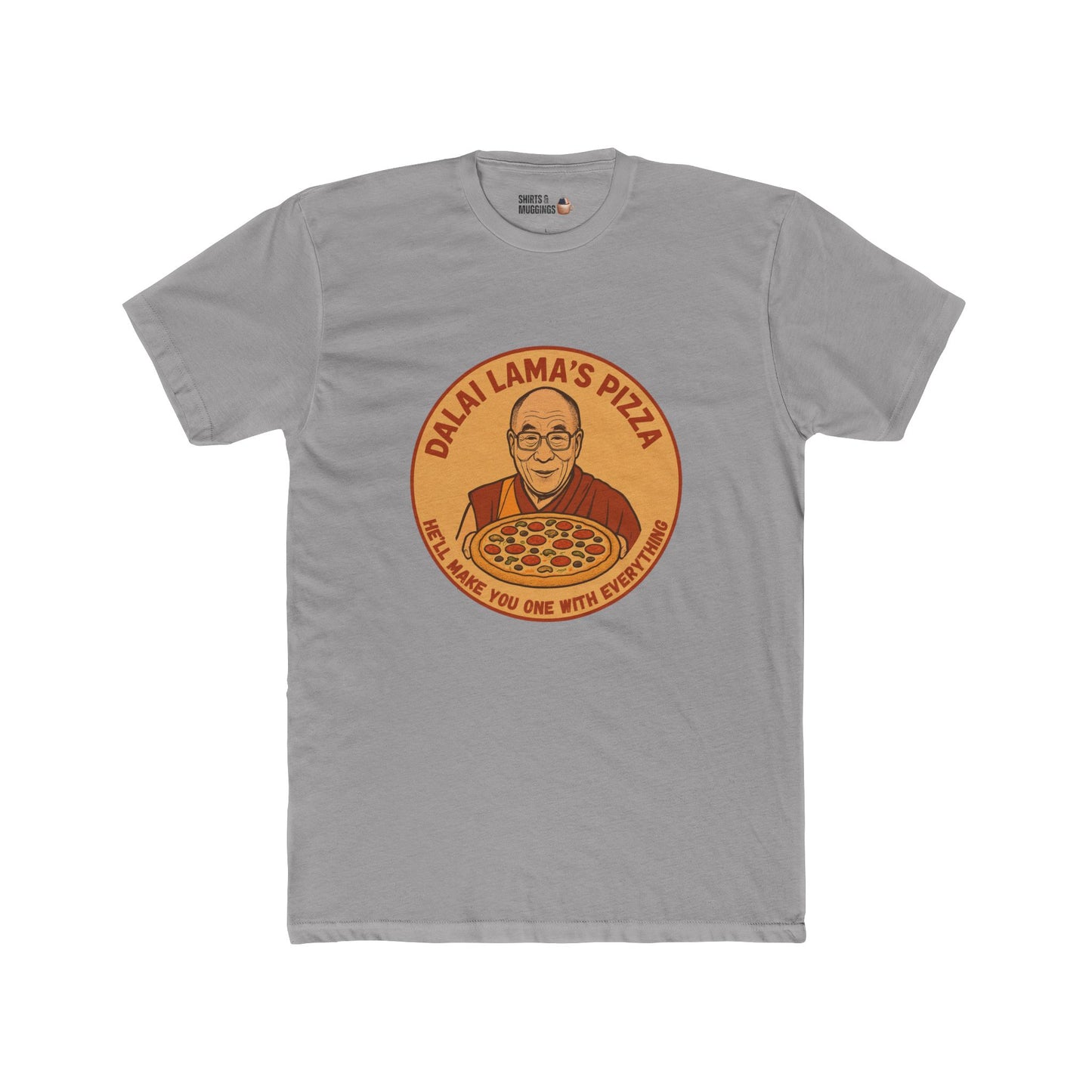 Dalai Lama's Pizza Unisex Cotton Crew Tee, Funny Tee, Gift for Foodies, Casual Wear