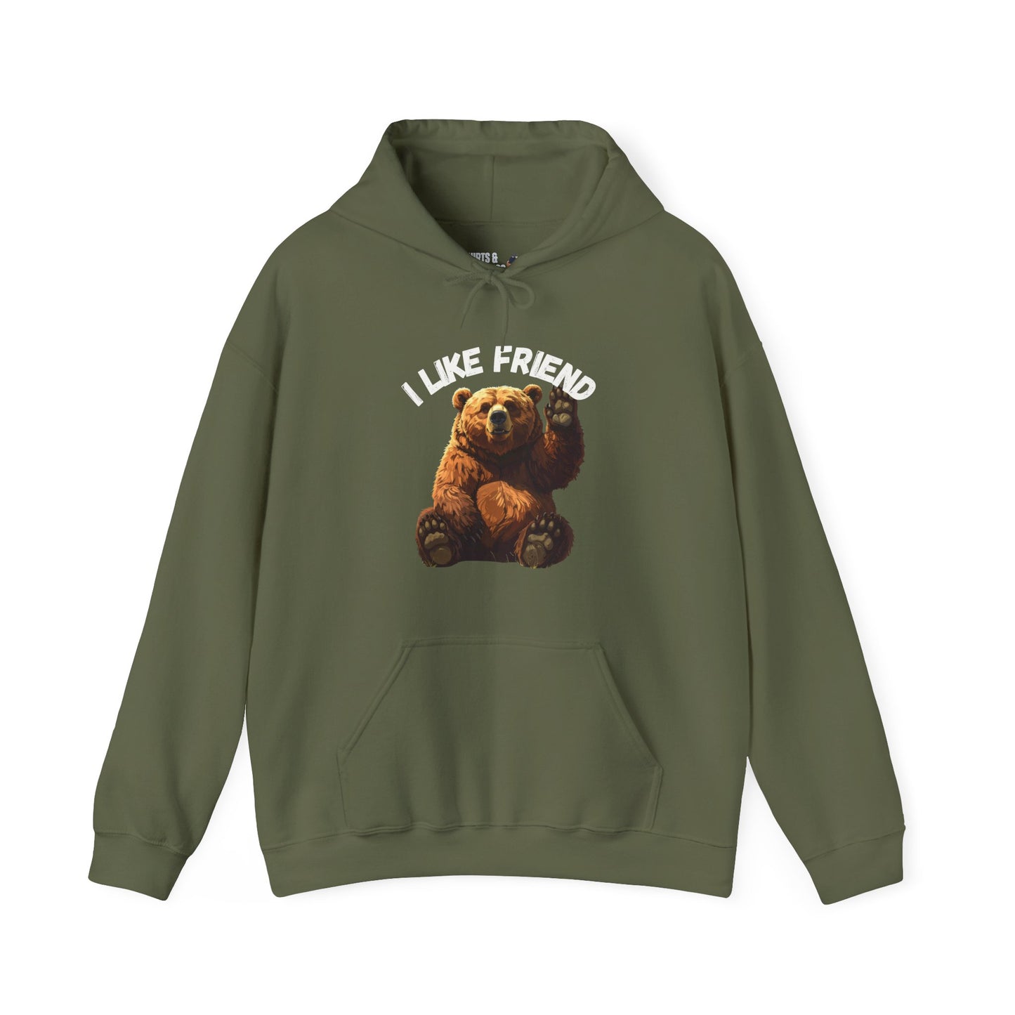 Bear 'I Like Friend' Hoodie - Cute Graphic Animal Pullover, Sweatshirt Gift