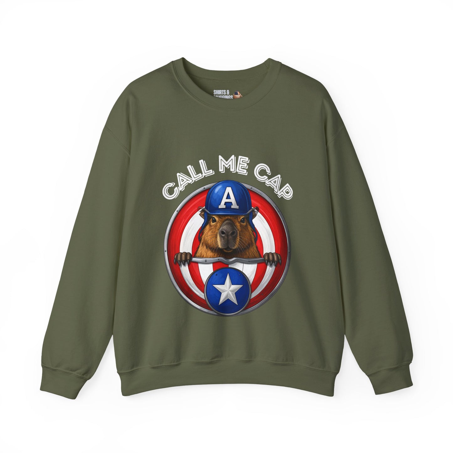 Call Me Cap Sweatshirt — Cute Capybara Captain Crewneck