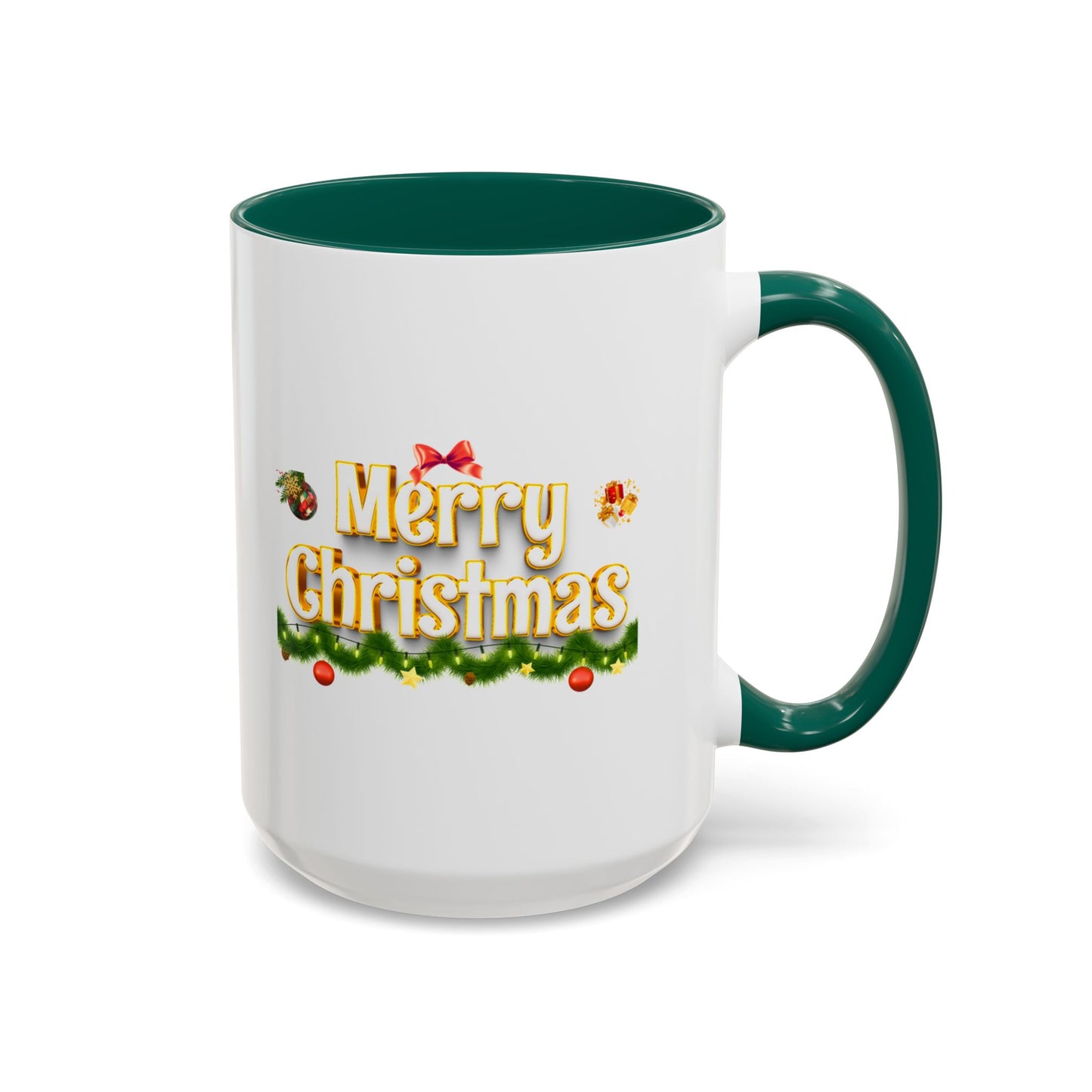 Merry Christmas Coffee Mug — Festive Holiday 11oz & 15oz Ceramic Mug, Two tones, Green, Red