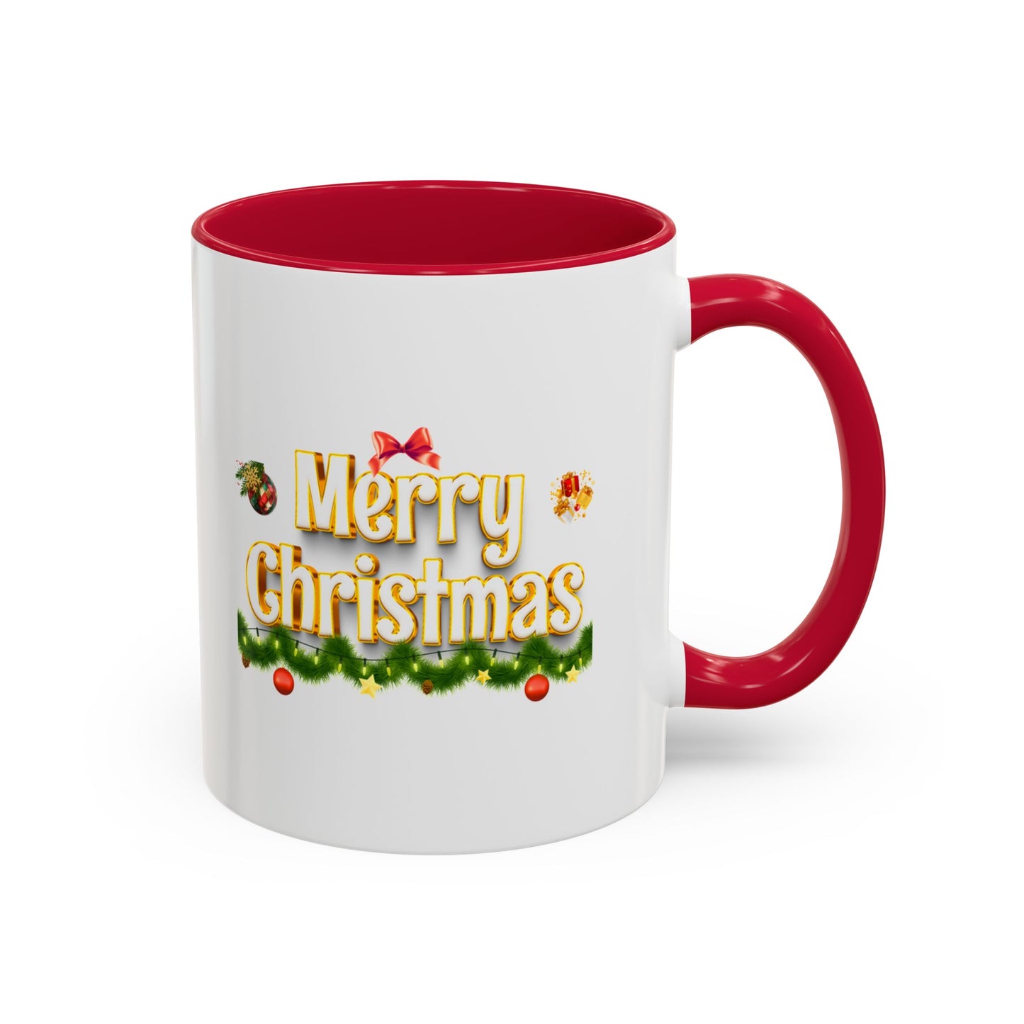 Merry Christmas Coffee Mug — Festive Holiday 11oz & 15oz Ceramic Mug, Two tones, Green, Red