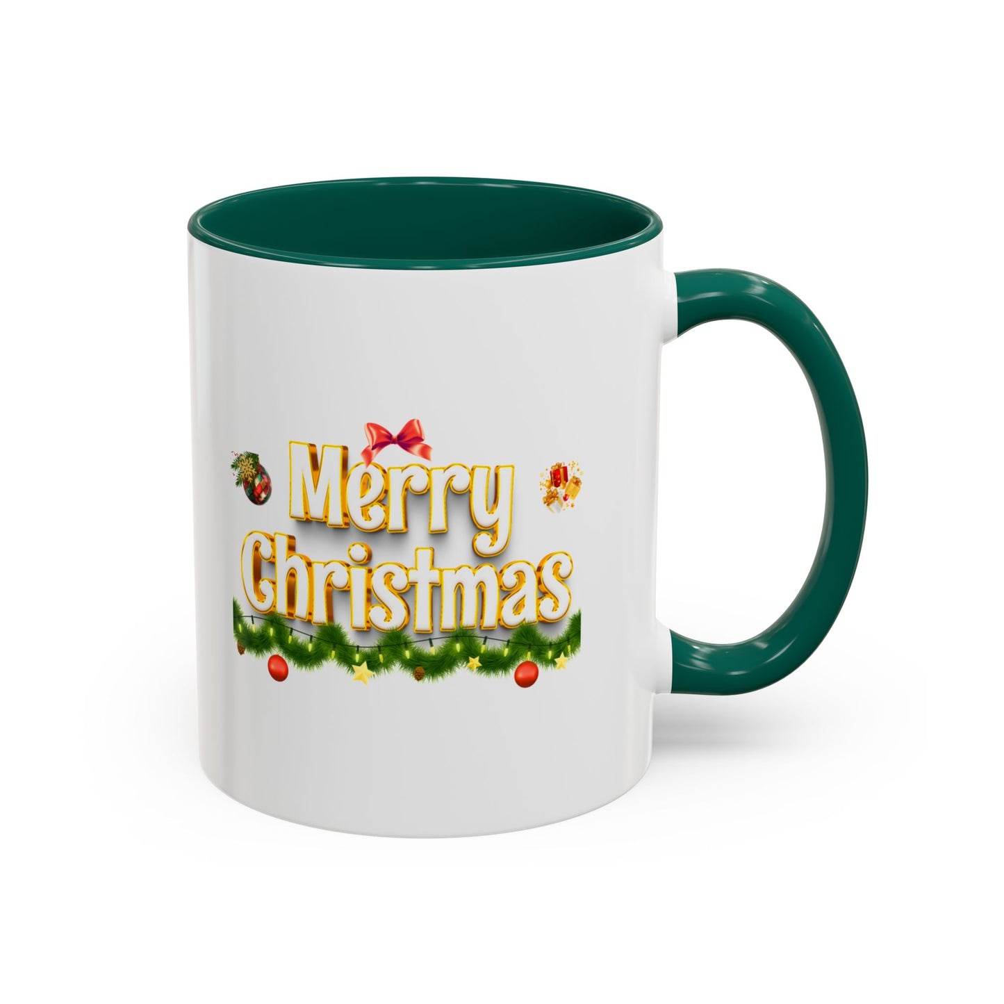 Merry Christmas Coffee Mug — Festive Holiday 11oz & 15oz Ceramic Mug, Two tones, Green, Red