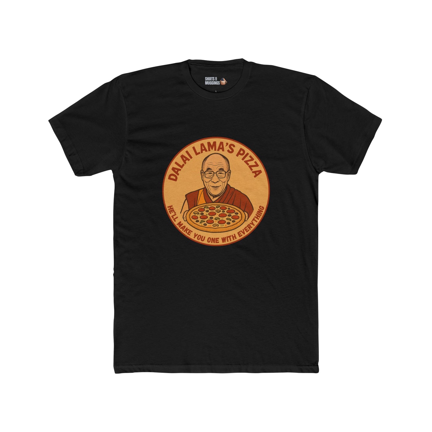 Dalai Lama's Pizza Unisex Cotton Crew Tee, Funny Tee, Gift for Foodies, Casual Wear