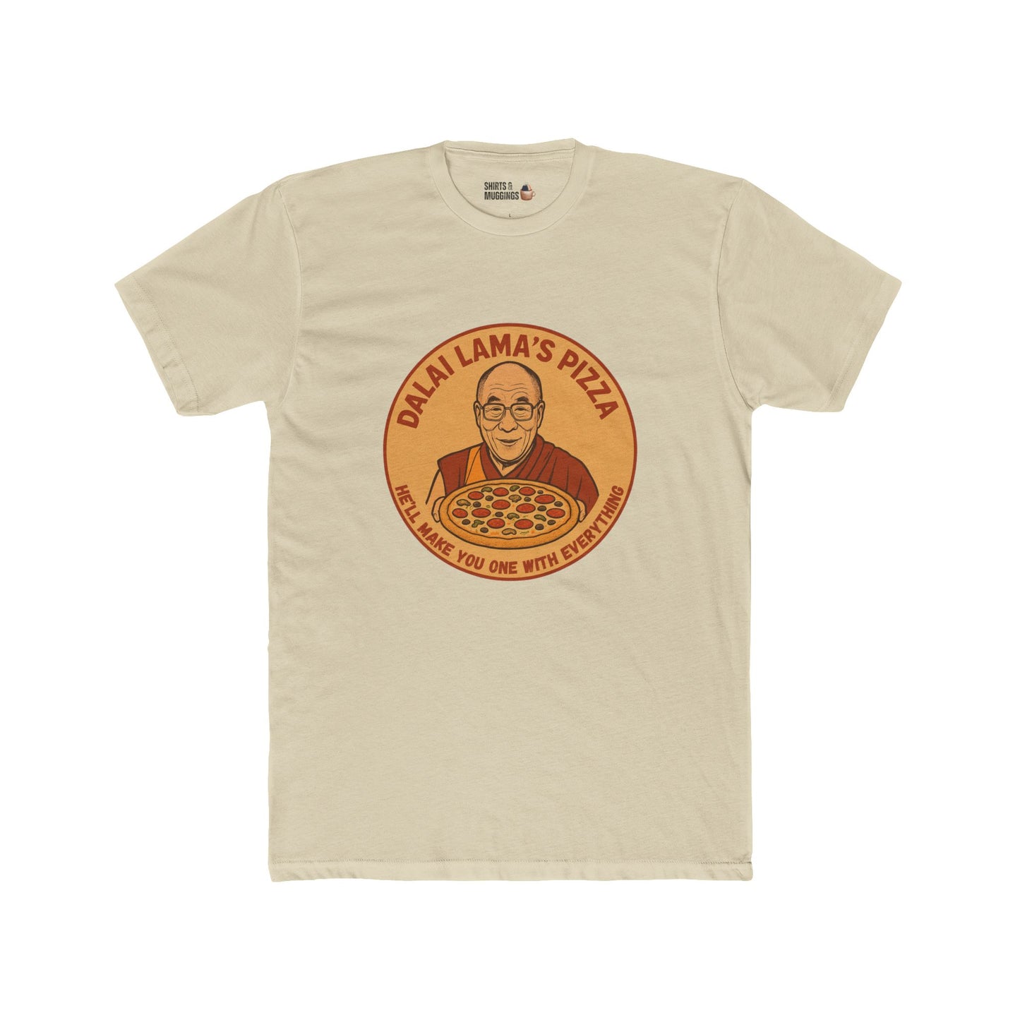 Dalai Lama's Pizza Unisex Cotton Crew Tee, Funny Tee, Gift for Foodies, Casual Wear