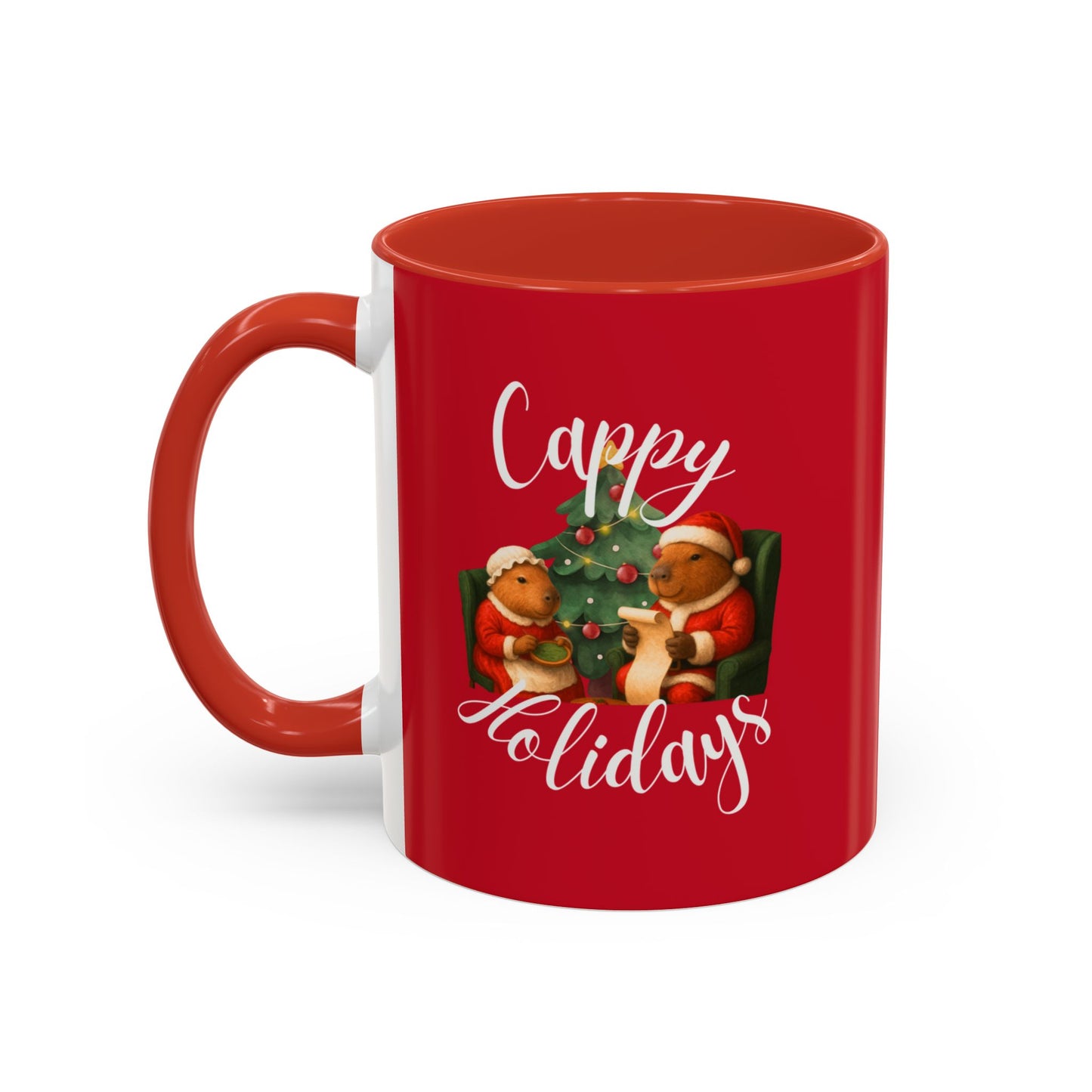 Capybara Holiday Coffee Mug — “Cappy Holidays” Festive Capybara Christmas Gift (11/15oz)