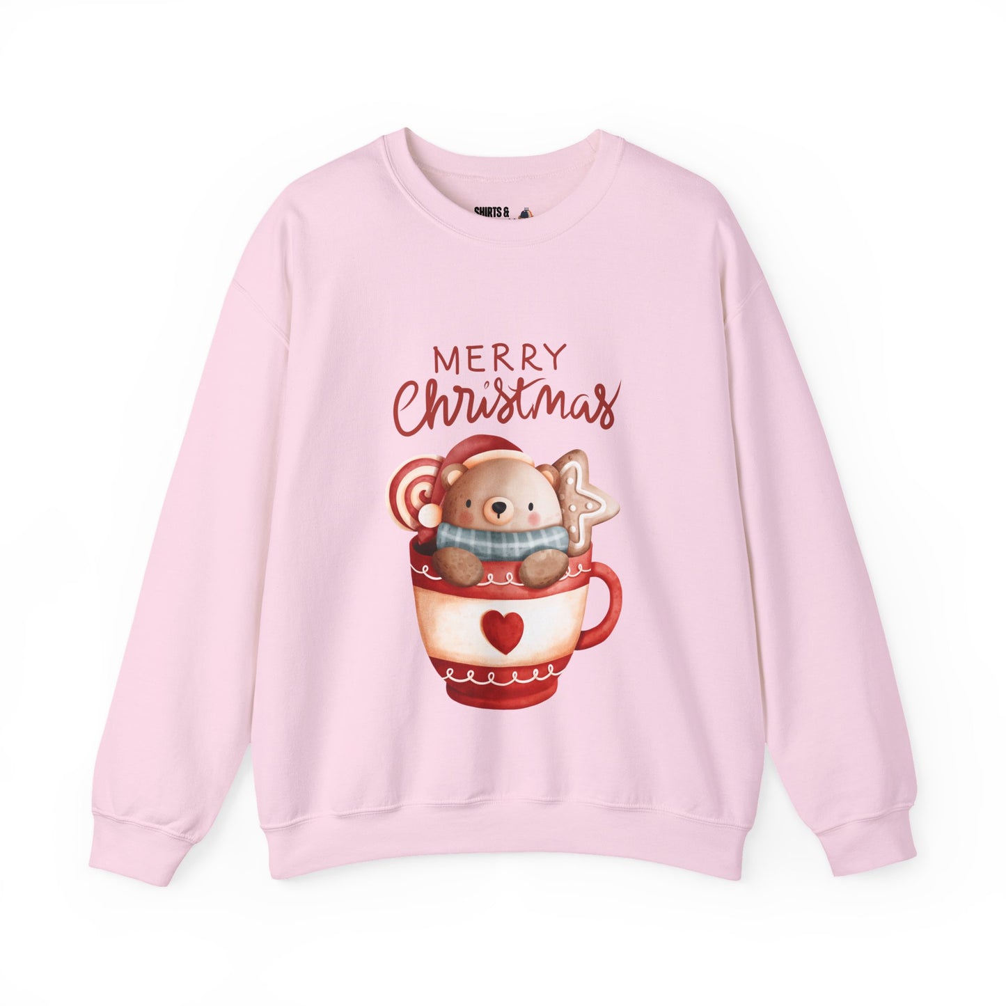 Christmas Bear in a Mug Crewneck Sweatshirt - 'Merry Christmas' Holiday Sweater