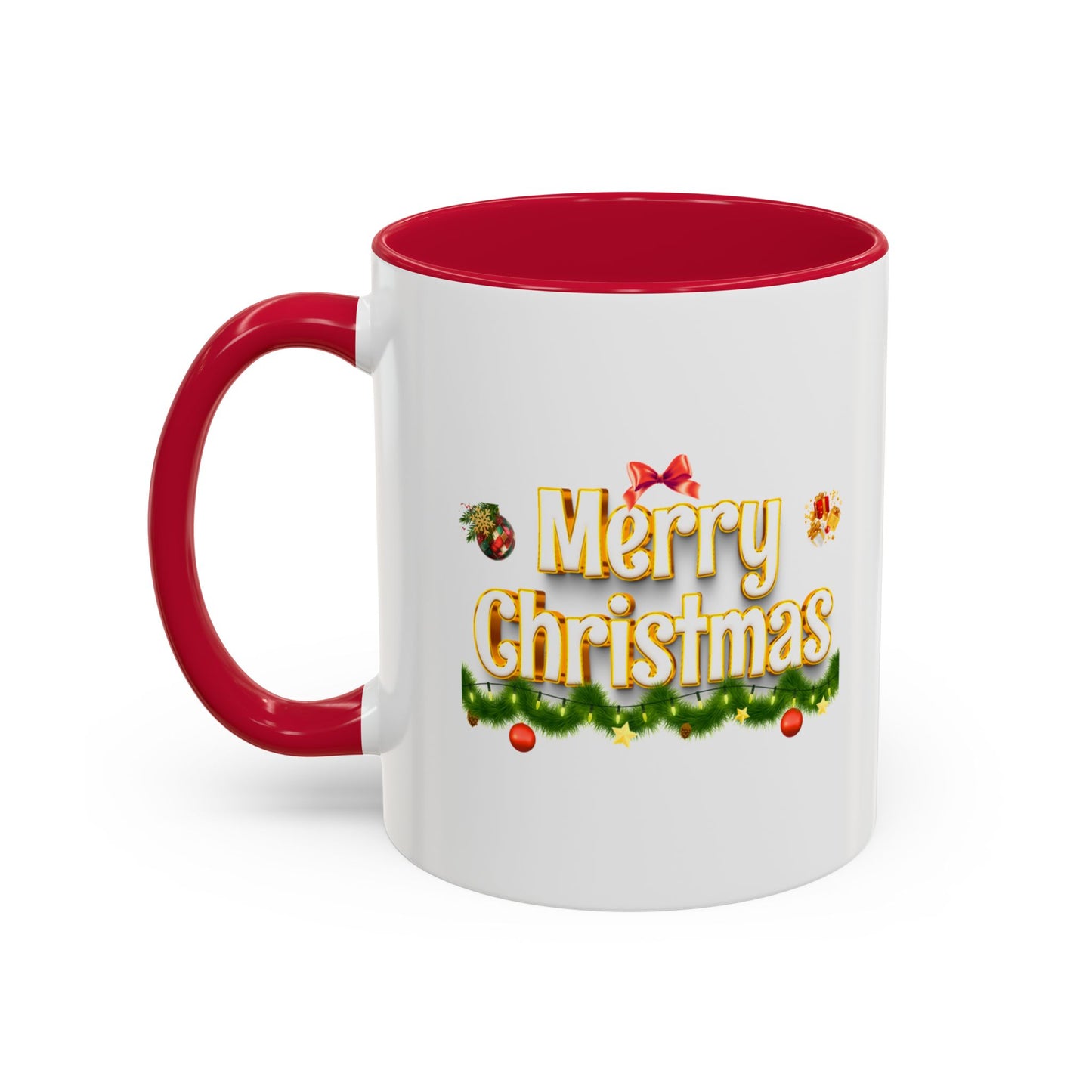 Merry Christmas Coffee Mug — Festive Holiday 11oz & 15oz Ceramic Mug, Two tones, Green, Red