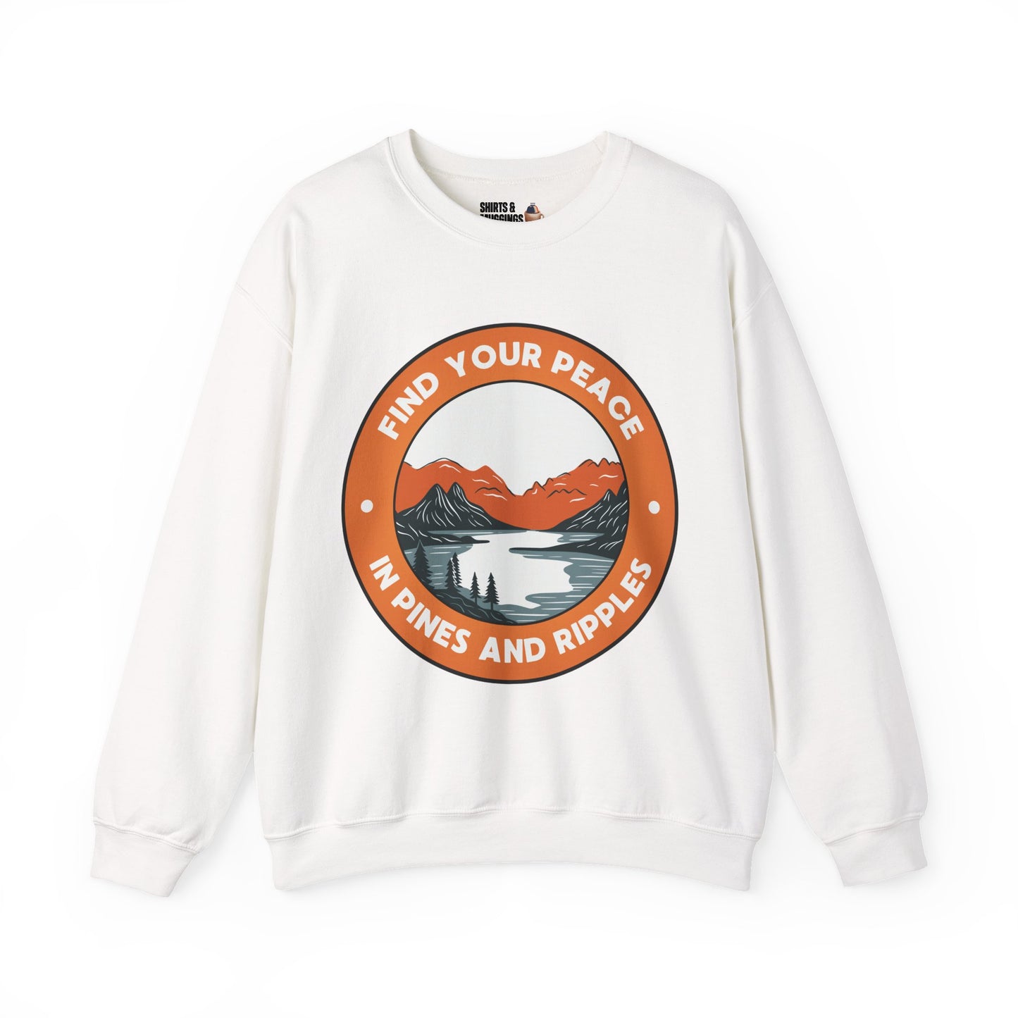 Pines and Ripples Peaceful Nature Crewneck Sweatshirt - Cozy Relaxation Gift for Nature Lovers, Adventure Apparel