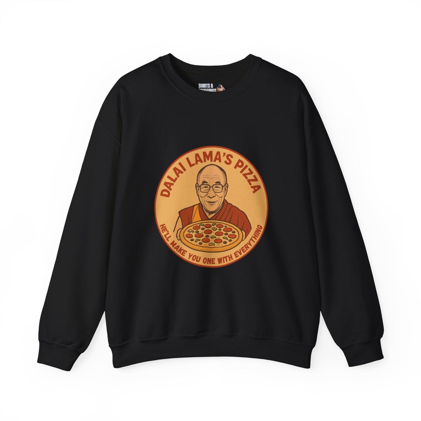 Dalai Lama's Pizza Unisex Crewneck Sweatshirt - Cozy Gift for Pizza Lovers, Unique Humor Apparel