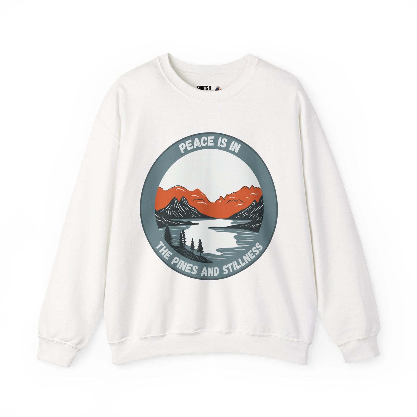 Peace in Pines and Stillness, Serene Nature Sweatshirt - Unisex Crewneck, Perfect Gift for Outdoor Lovers