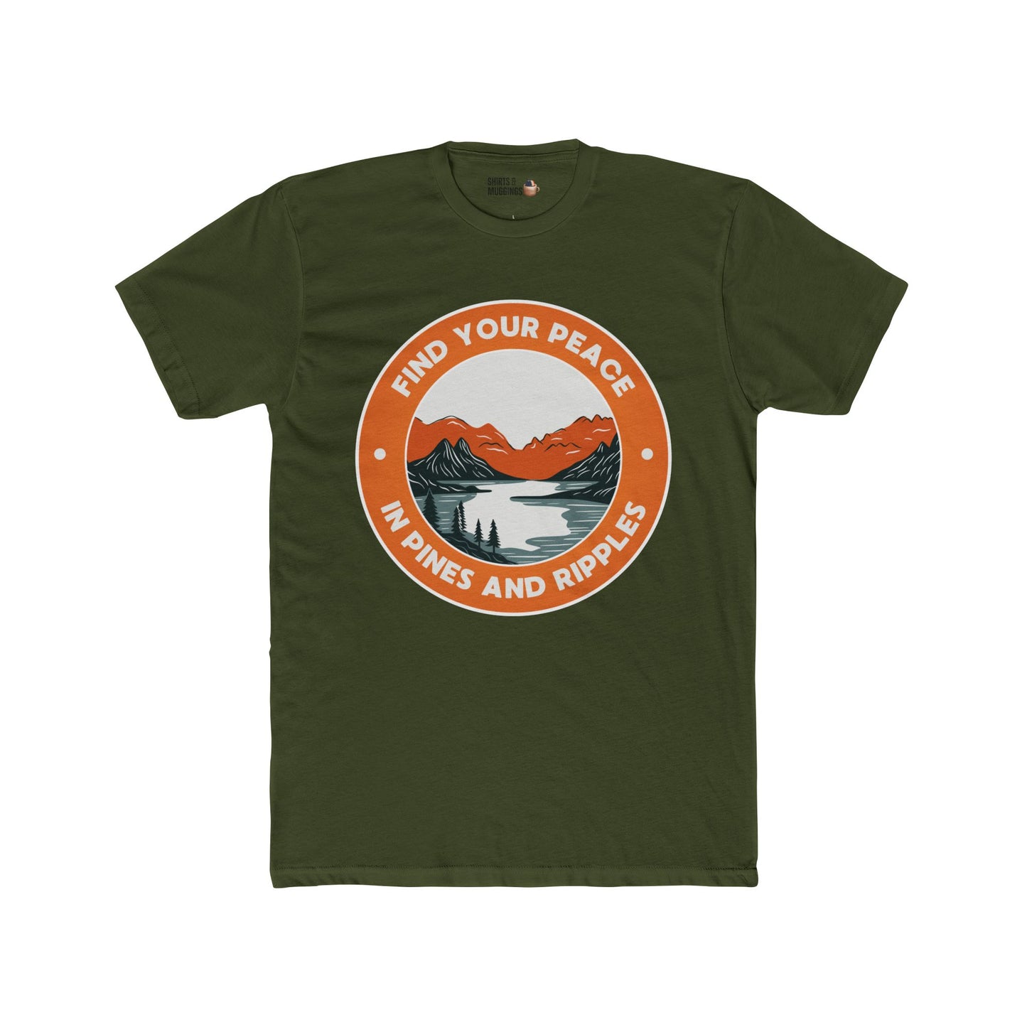Peace in Pines and Ripples T-Shirt, Unisex Nature-Inspired Outdoor Apparel, Gift for Nature Lovers