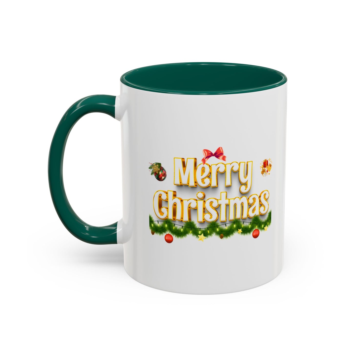 Merry Christmas Coffee Mug — Festive Holiday 11oz & 15oz Ceramic Mug, Two tones, Green, Red