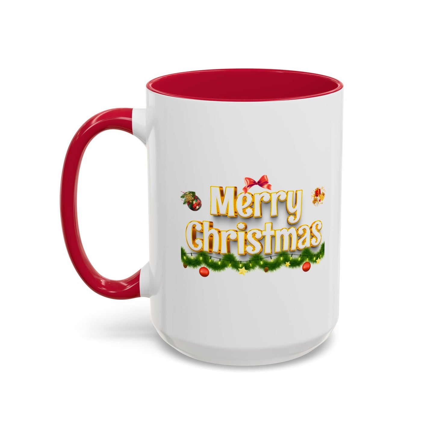 Merry Christmas Coffee Mug — Festive Holiday 11oz & 15oz Ceramic Mug, Two tones, Green, Red