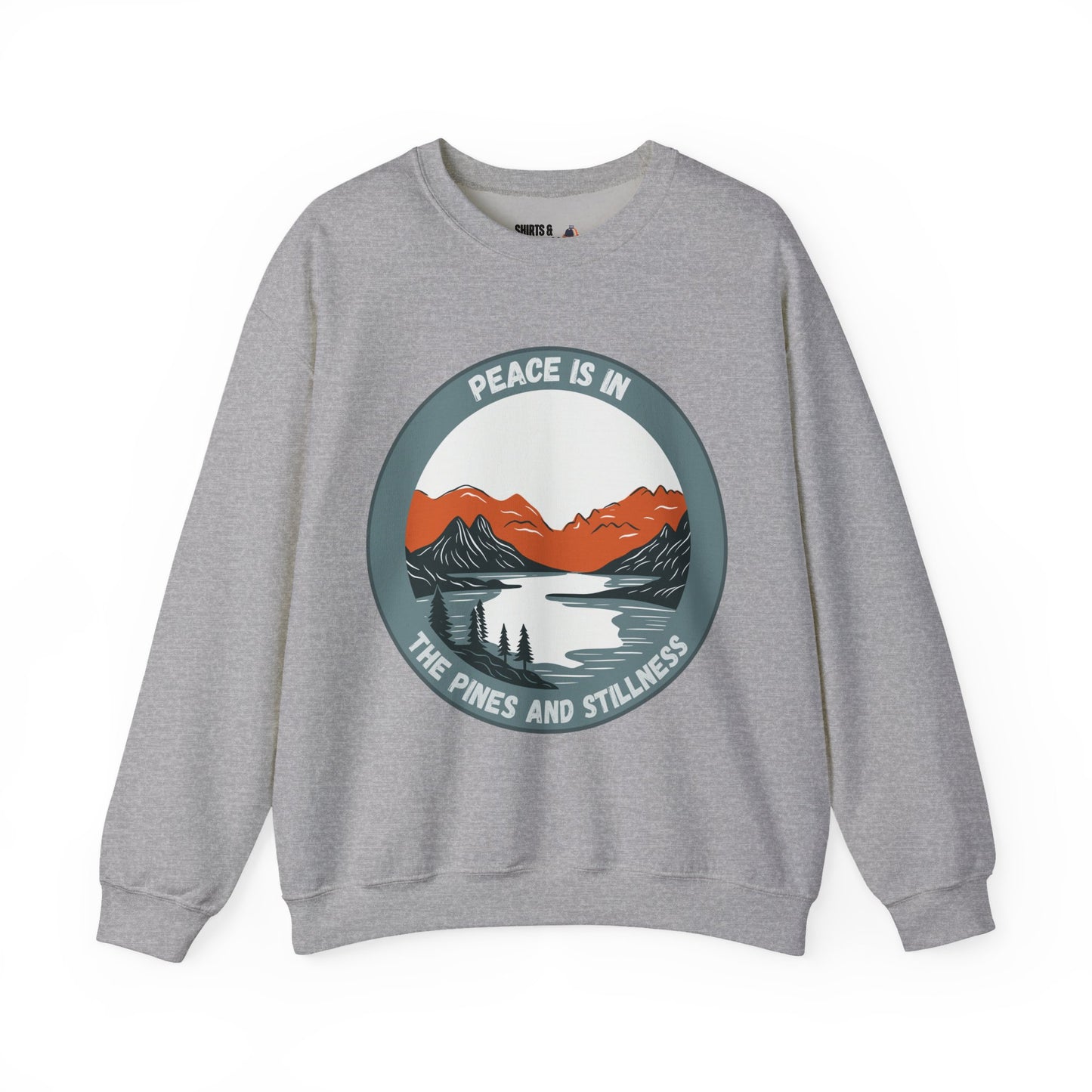 Peace in Pines and Stillness, Serene Nature Sweatshirt - Unisex Crewneck, Perfect Gift for Outdoor Lovers
