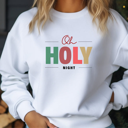 Oh Holy Night Crewneck Sweatshirt — Pastel Christmas Holiday Sweatshirt