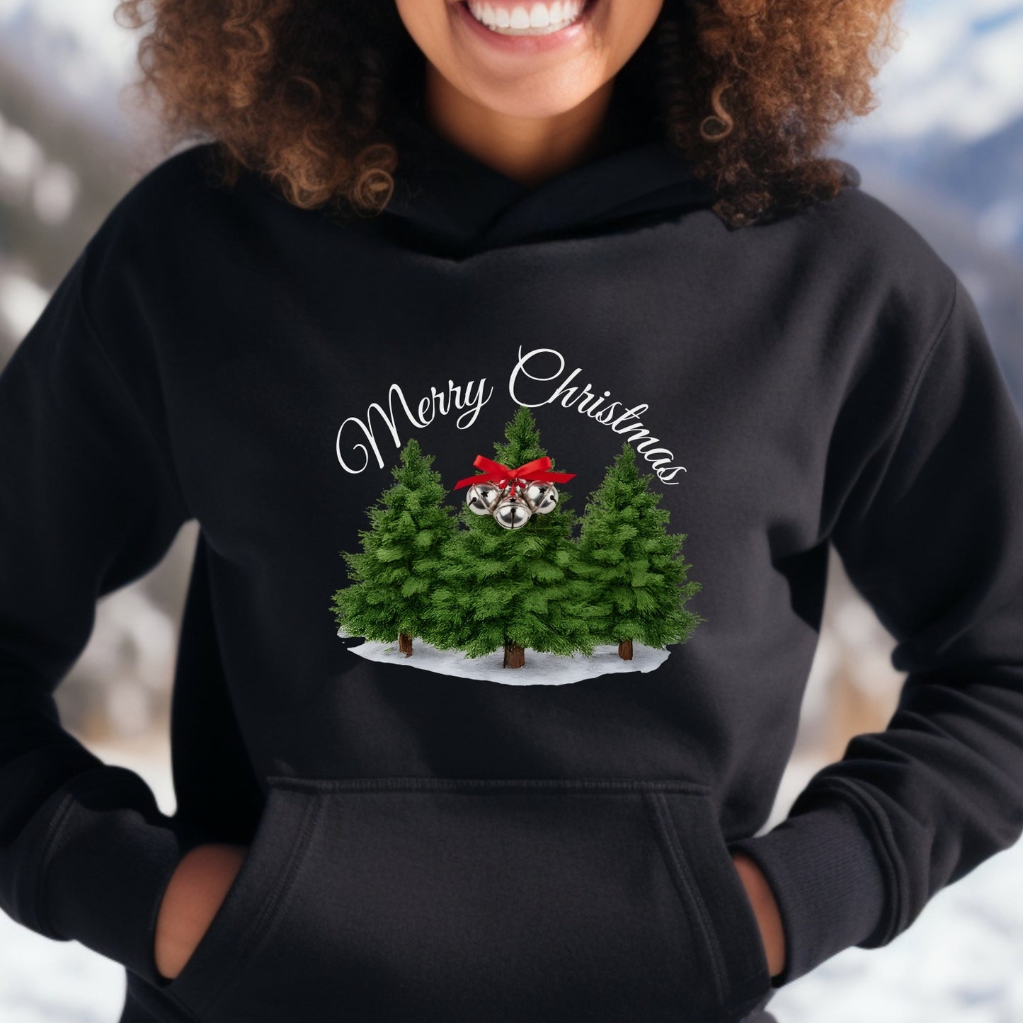 Merry Christmas Tree Hoodie — Holiday Sweatshirt, Seasonal Gift