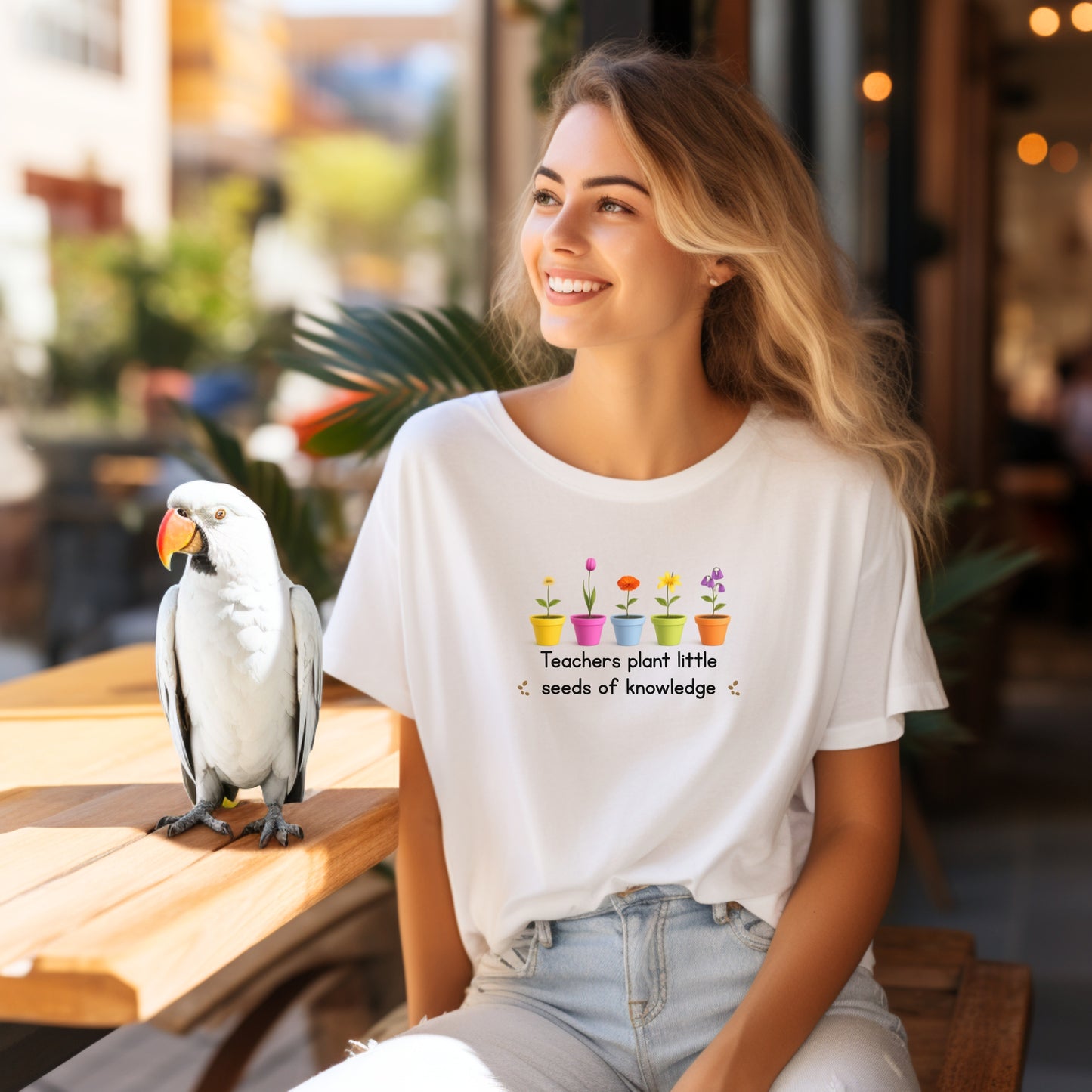 Teacher T-Shirt - "Teachers Plant Little Seeds of Knowledge" Floral Tee