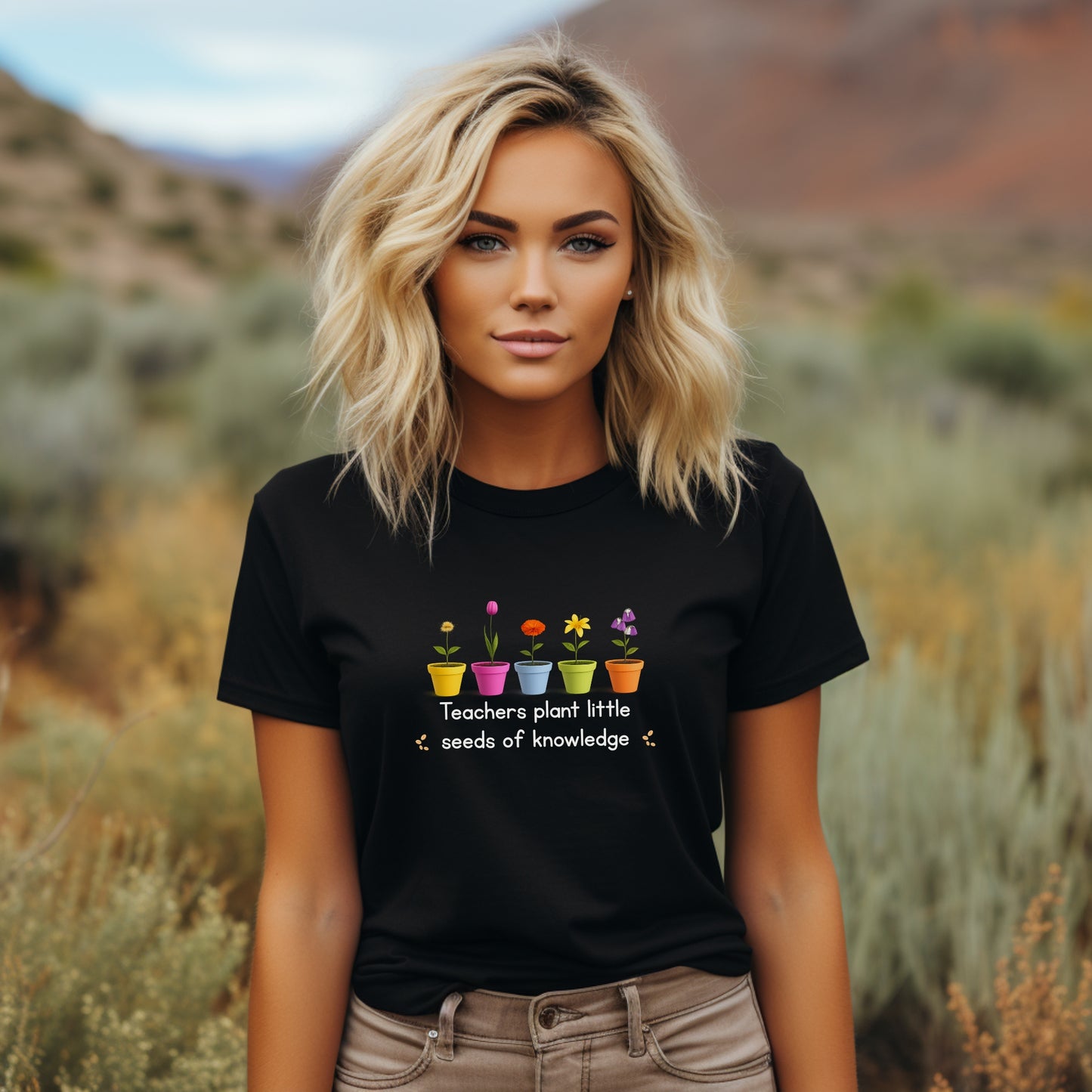 Teacher T-Shirt - "Teachers Plant Little Seeds of Knowledge" Floral Tee