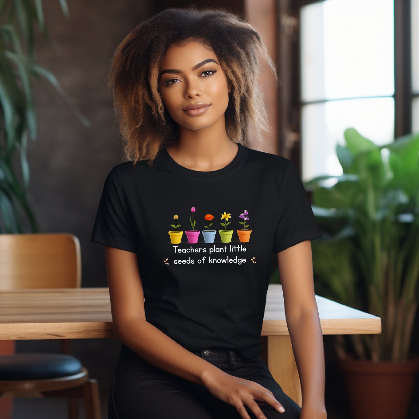 Teacher T-Shirt - "Teachers Plant Little Seeds of Knowledge" Floral Tee