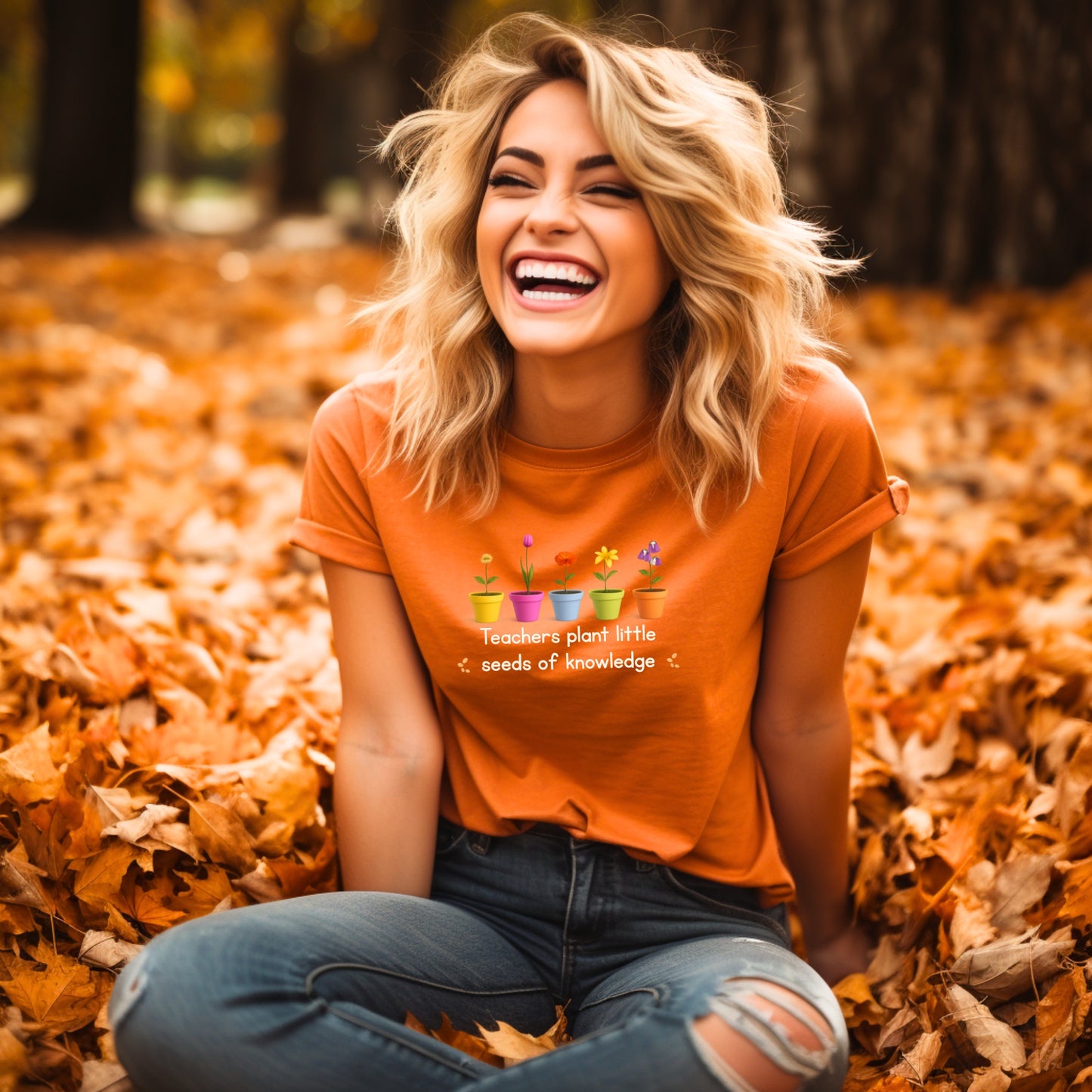 Teacher T-Shirt - "Teachers Plant Little Seeds of Knowledge" Floral Tee