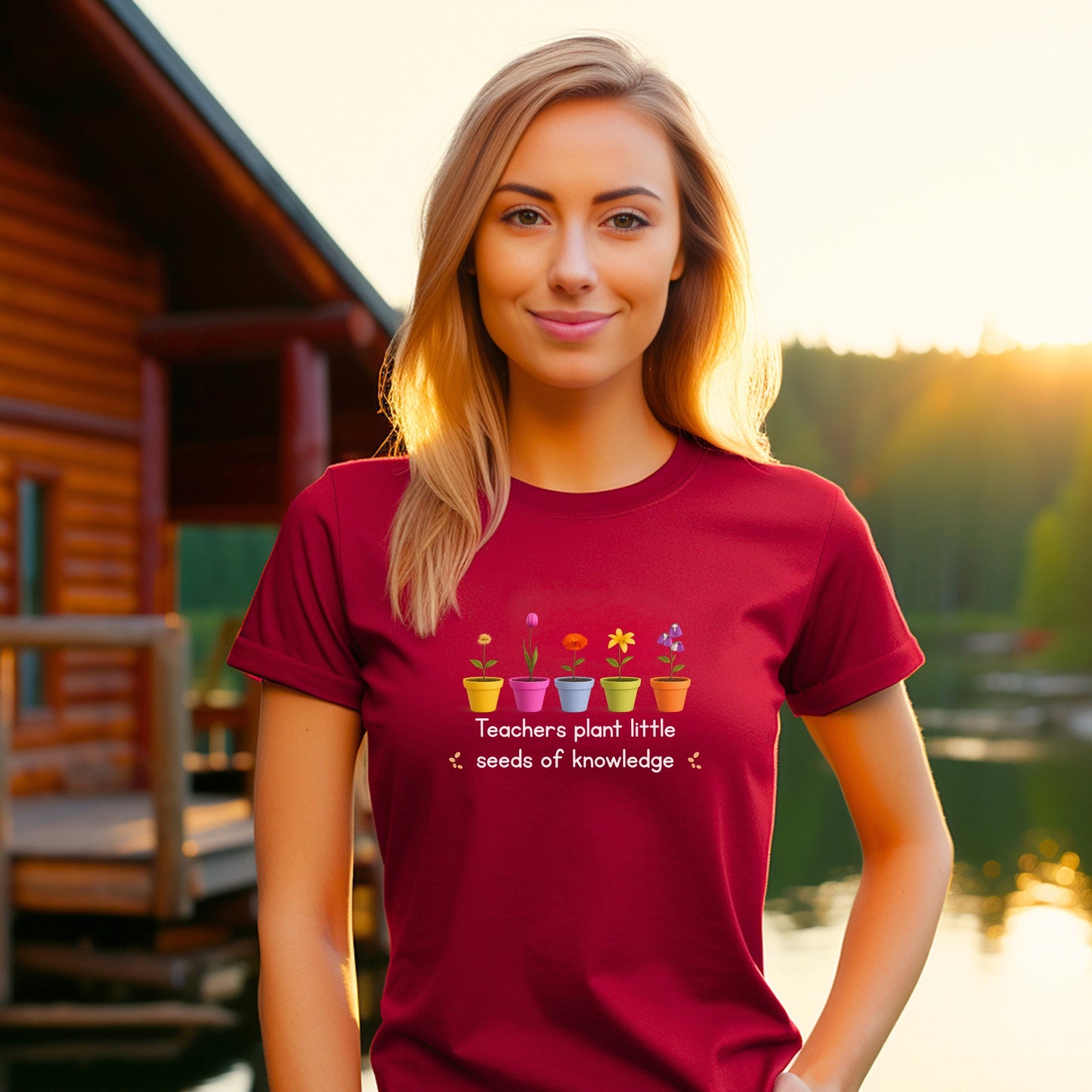 Teacher T-Shirt - "Teachers Plant Little Seeds of Knowledge" Floral Tee