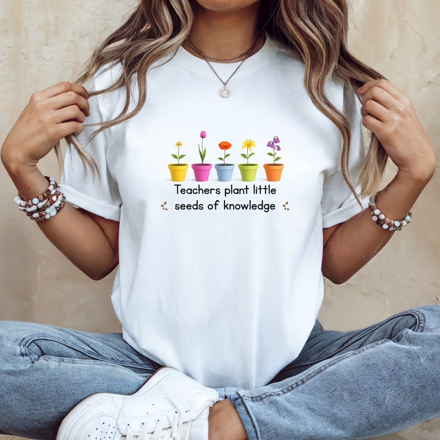 Teacher T-Shirt - "Teachers Plant Little Seeds of Knowledge" Floral Tee