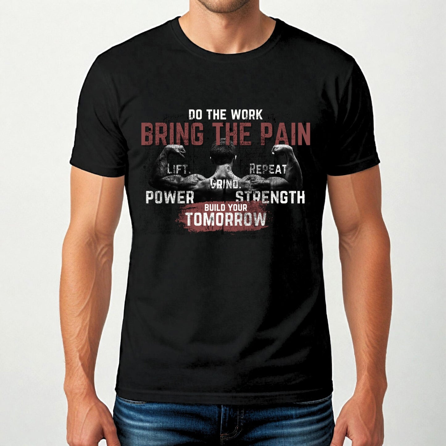 Do the Work Motivational Fitness Tee - 'Bring the Pain’ Cotton Gym Gift T-shirt