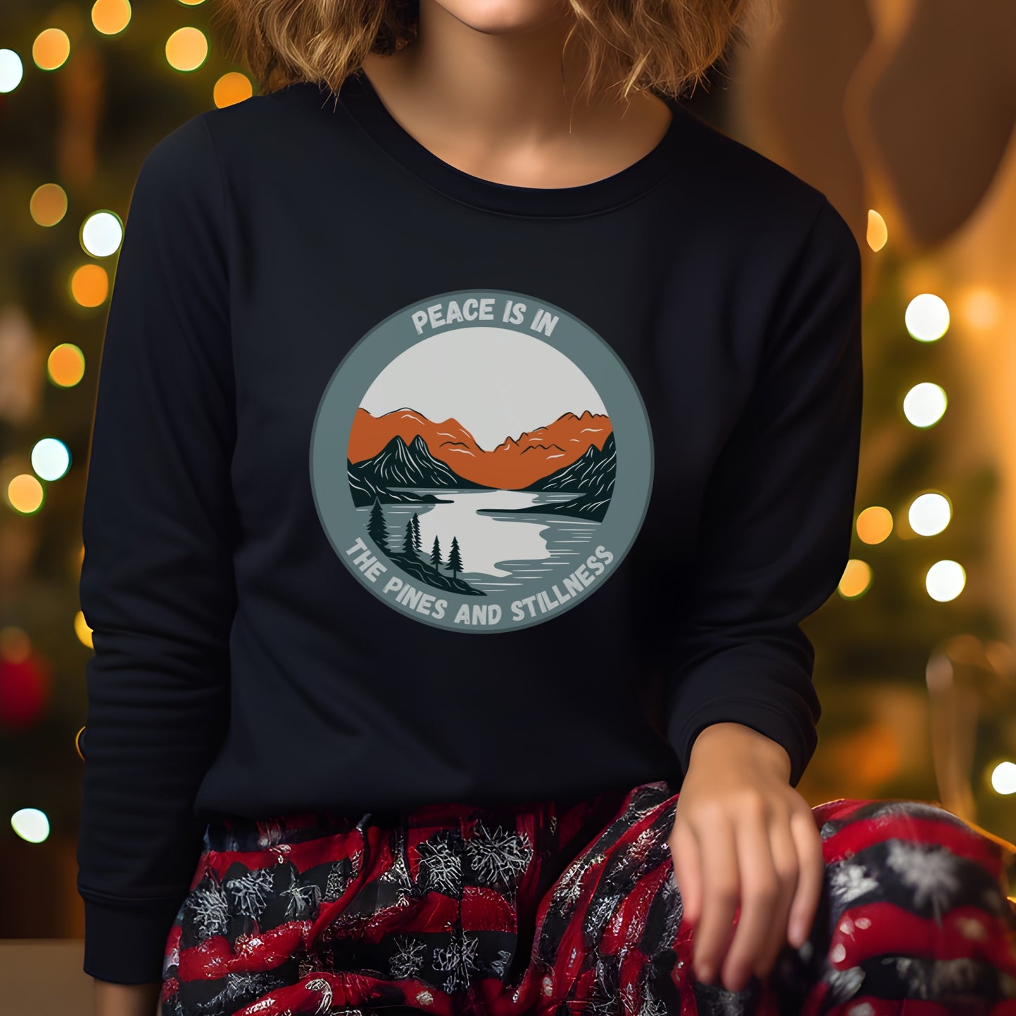 Vacation Nature Sweatshirt, Peace in Pines and Stillness, Serene Unisex Crewneck, Perfect Gift for Outdoor Lovers