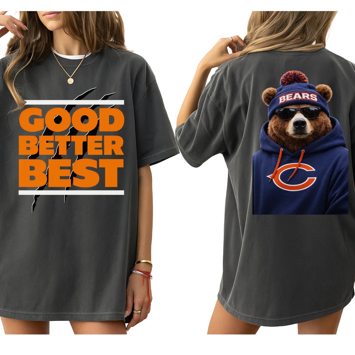 Chicago Football Bears Tshirt Good Better Best back print fan gift