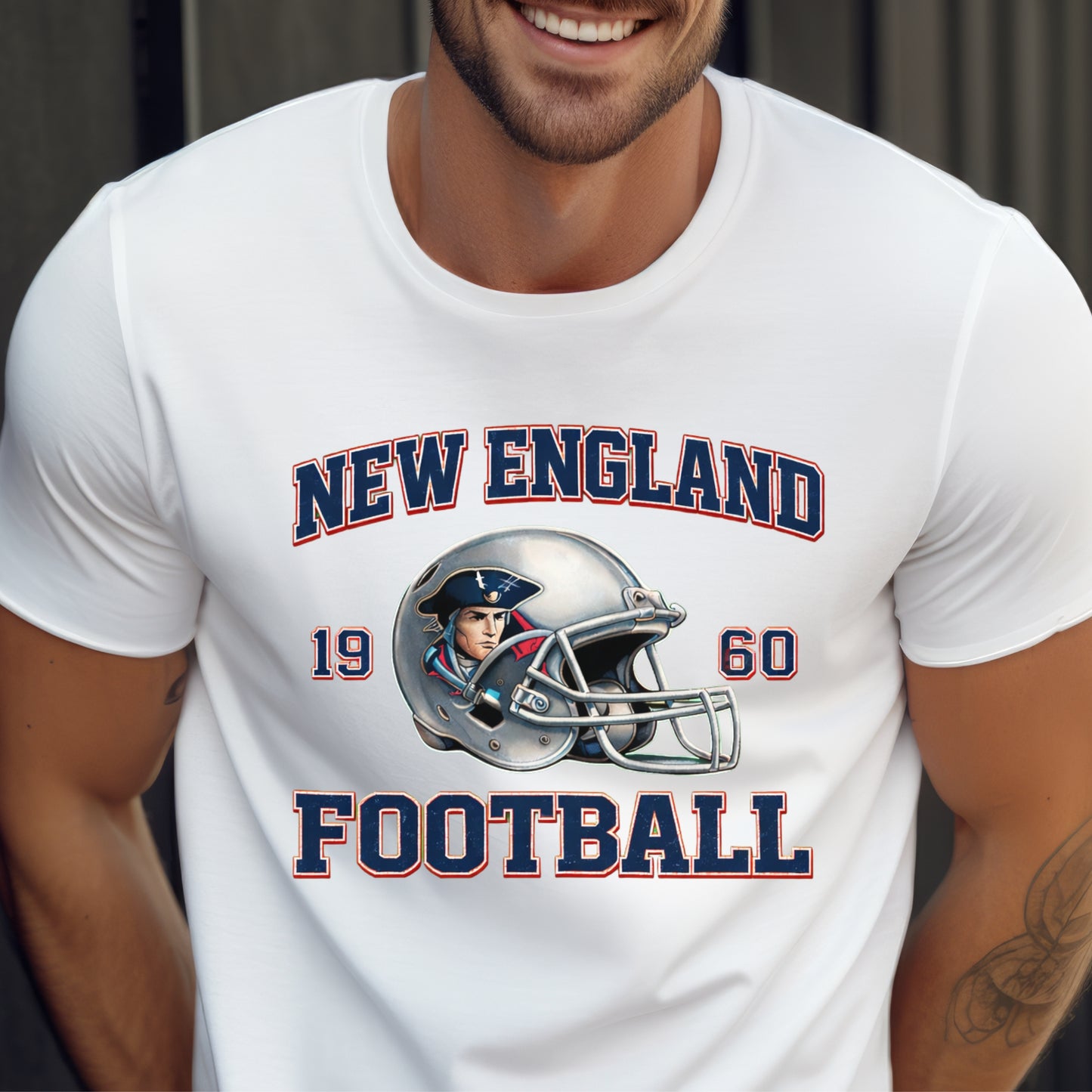 New England Football Vintage Helmet T-Shirt Go Pats Game Day tee