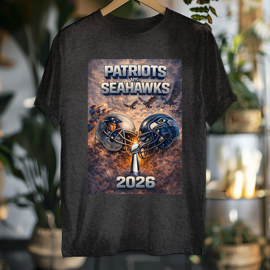Patriots vs Seahawks 2026 Football Super Bowl Tee | Game Day Shirt