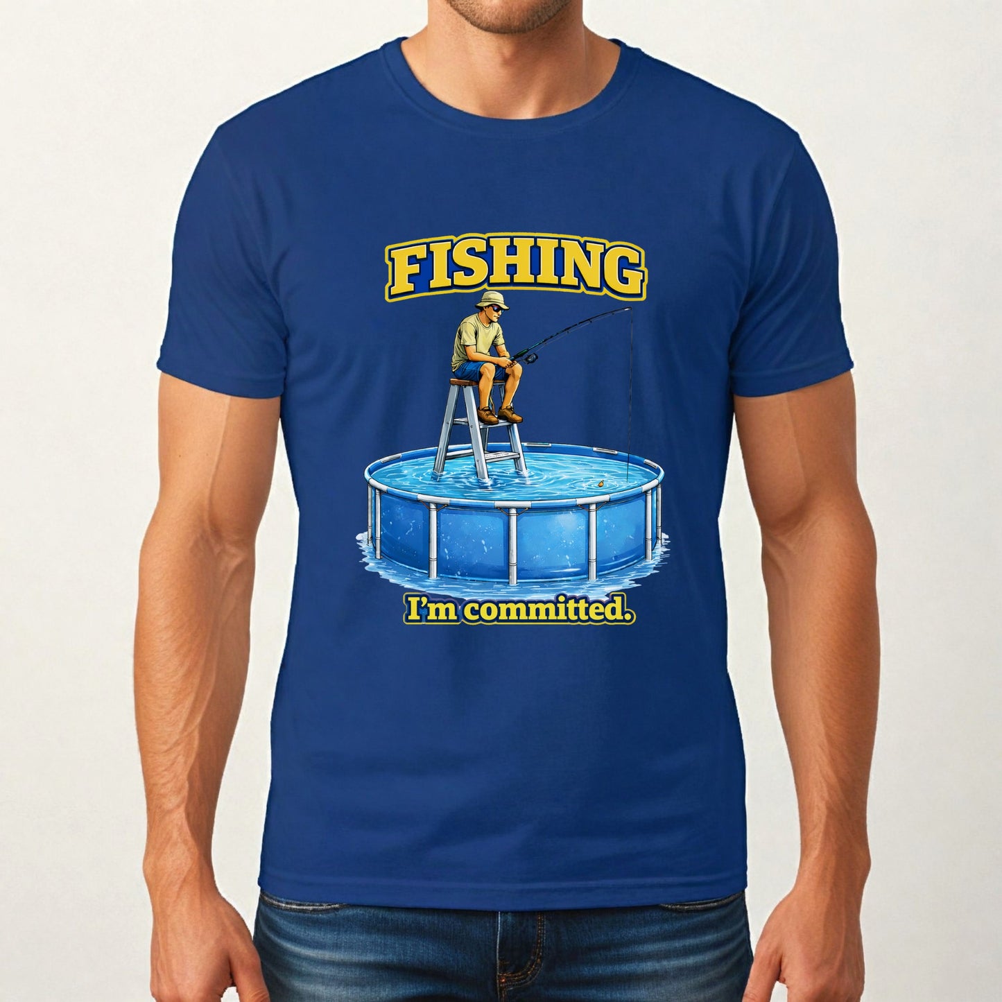 Funny Fishing I'm Committed T‑Shirt — Humorous Pool Fishing Tee for Anglers