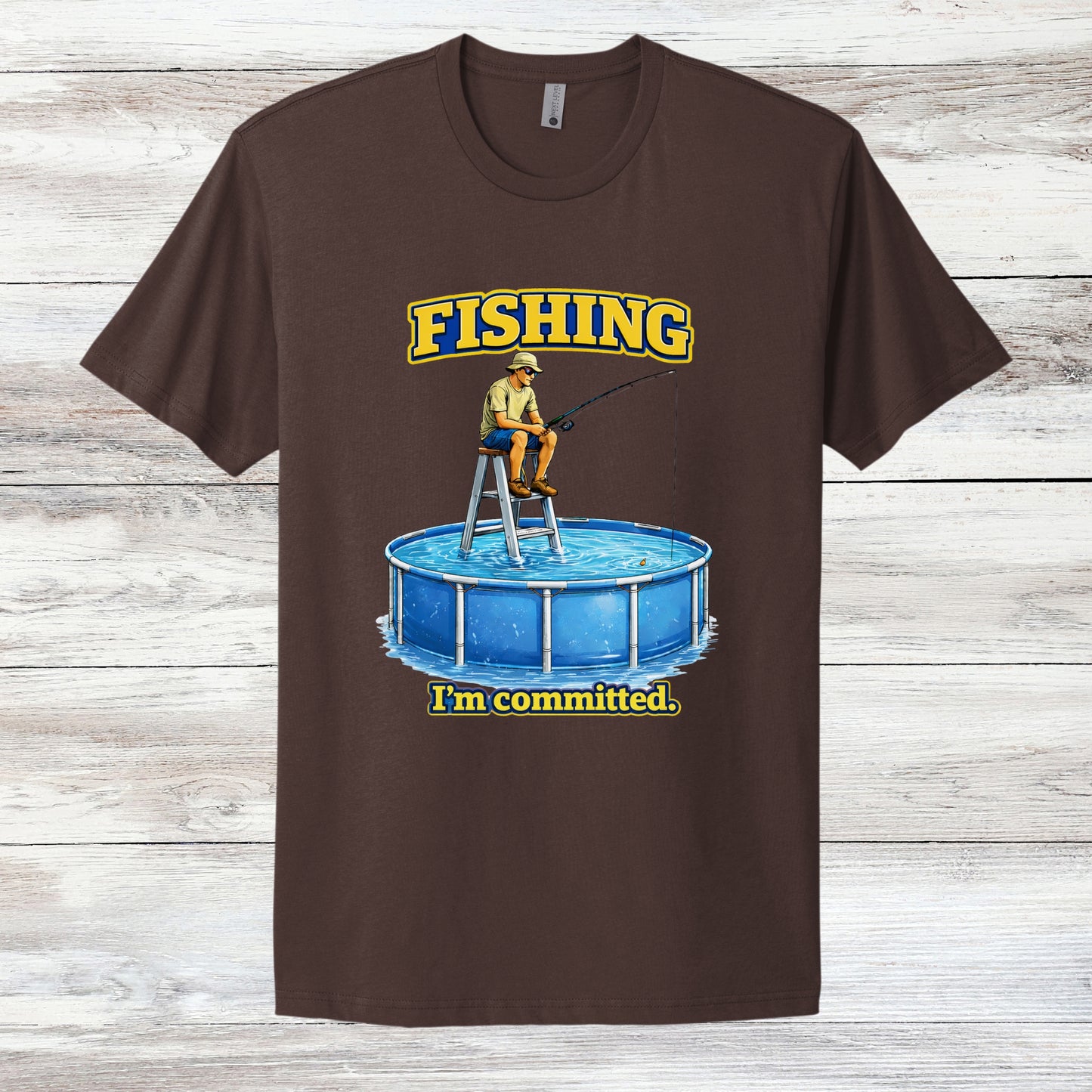 Funny Fishing I'm Committed T‑Shirt — Humorous Pool Fishing Tee for Anglers