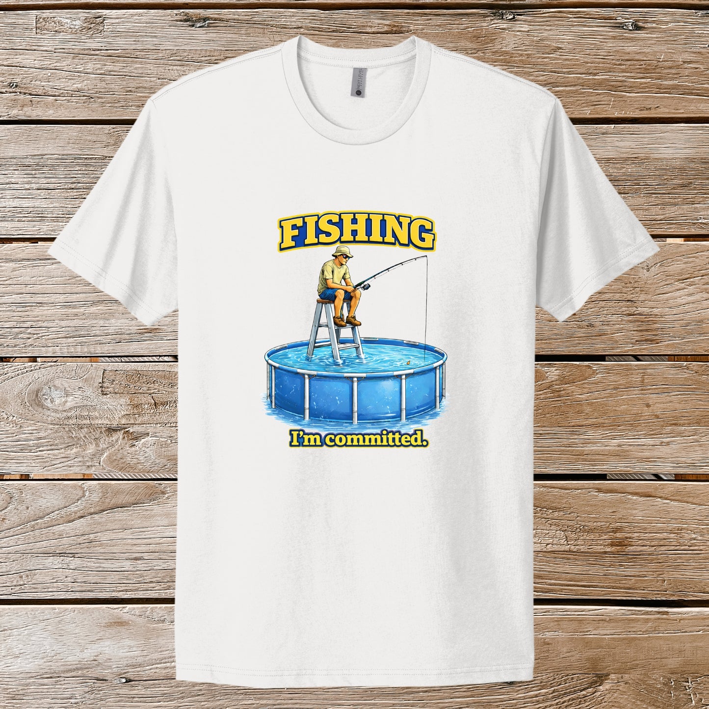 Funny Fishing I'm Committed T‑Shirt — Humorous Pool Fishing Tee for Anglers