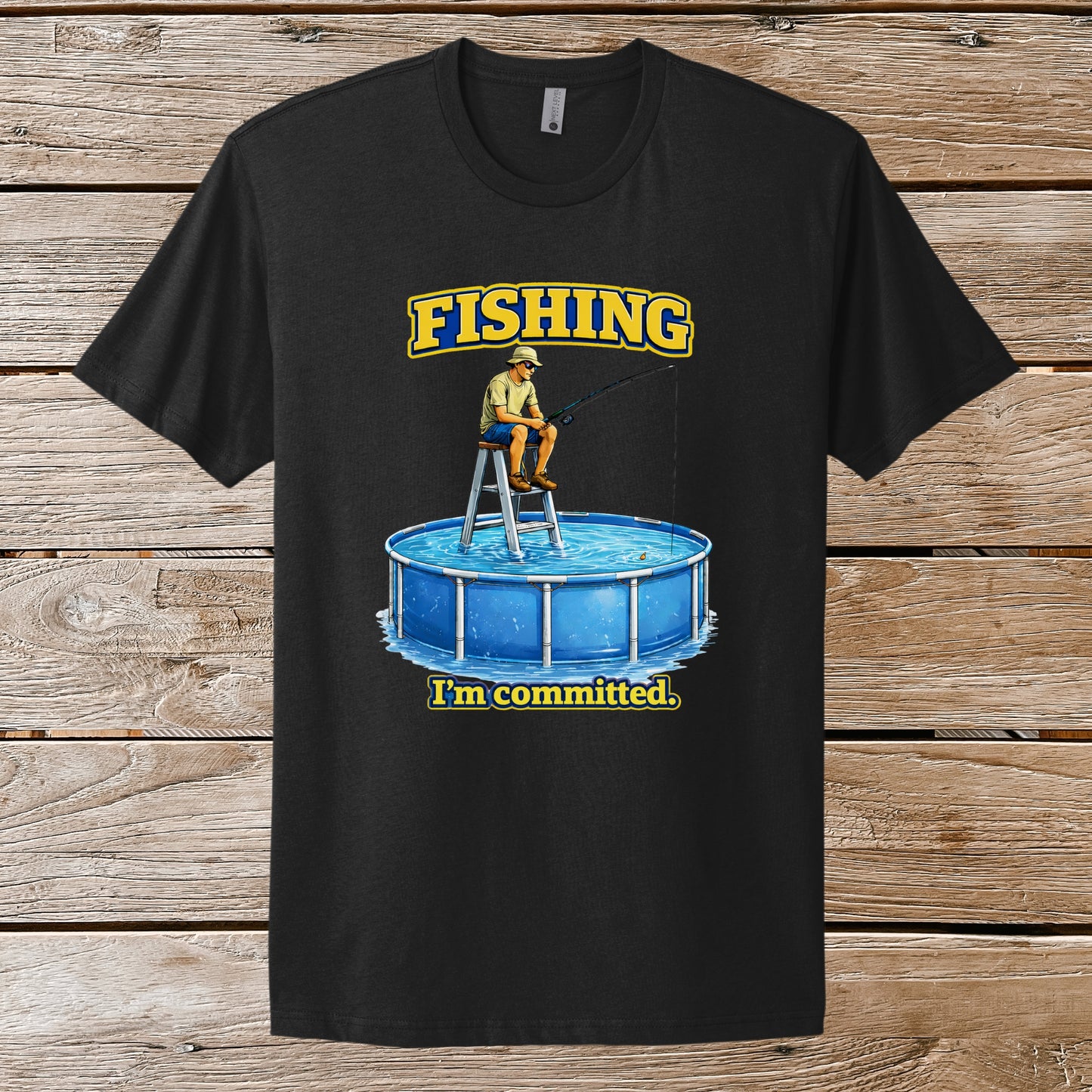 Funny Fishing I'm Committed T‑Shirt — Humorous Pool Fishing Tee for Anglers