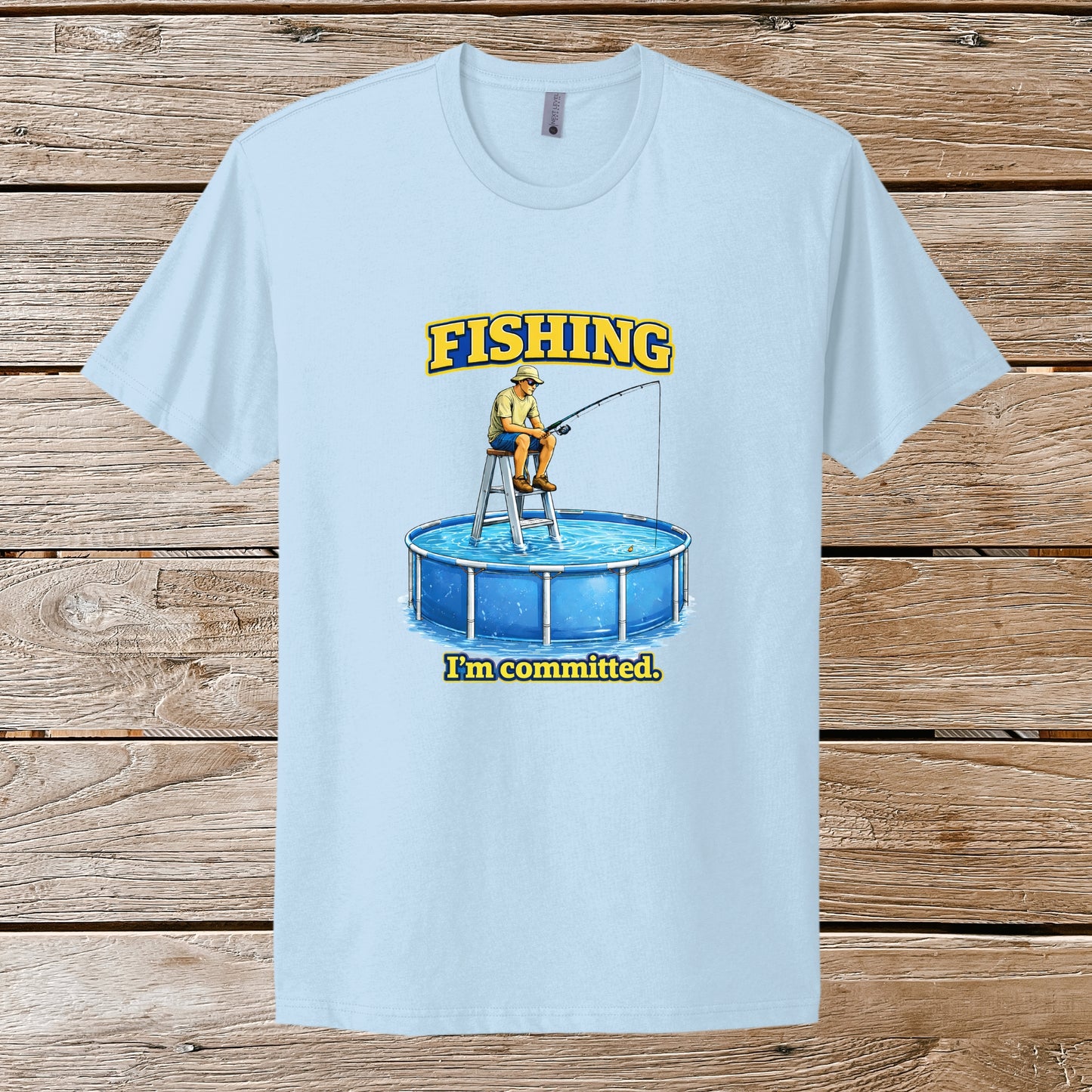 Funny Fishing I'm Committed T‑Shirt — Humorous Pool Fishing Tee for Anglers