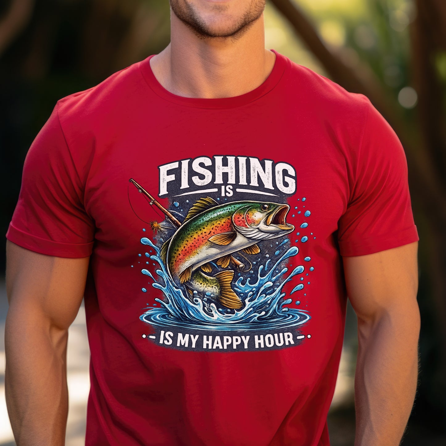 Funny Fishing shirt Fishing is my happy hour Fisherman T-shirt gift