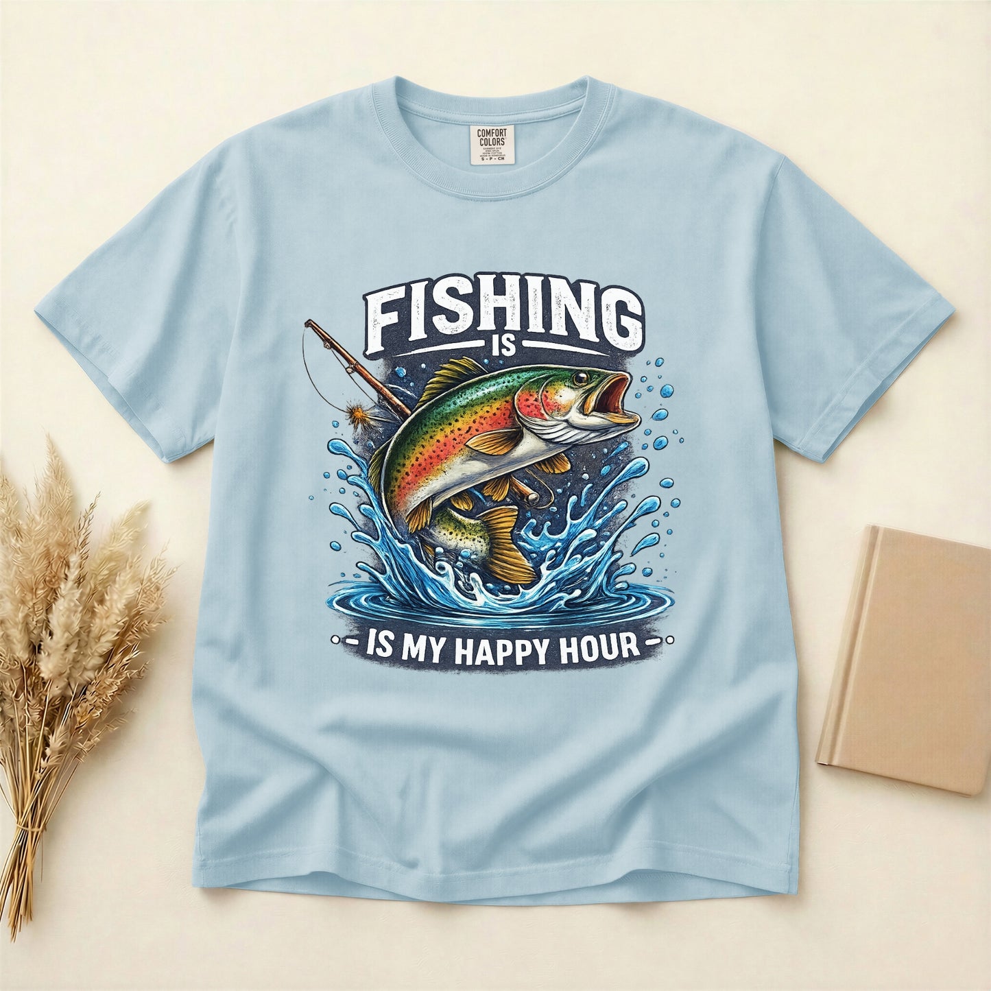 Funny Fishing shirt Fishing is my happy hour Fisherman T-shirt gift