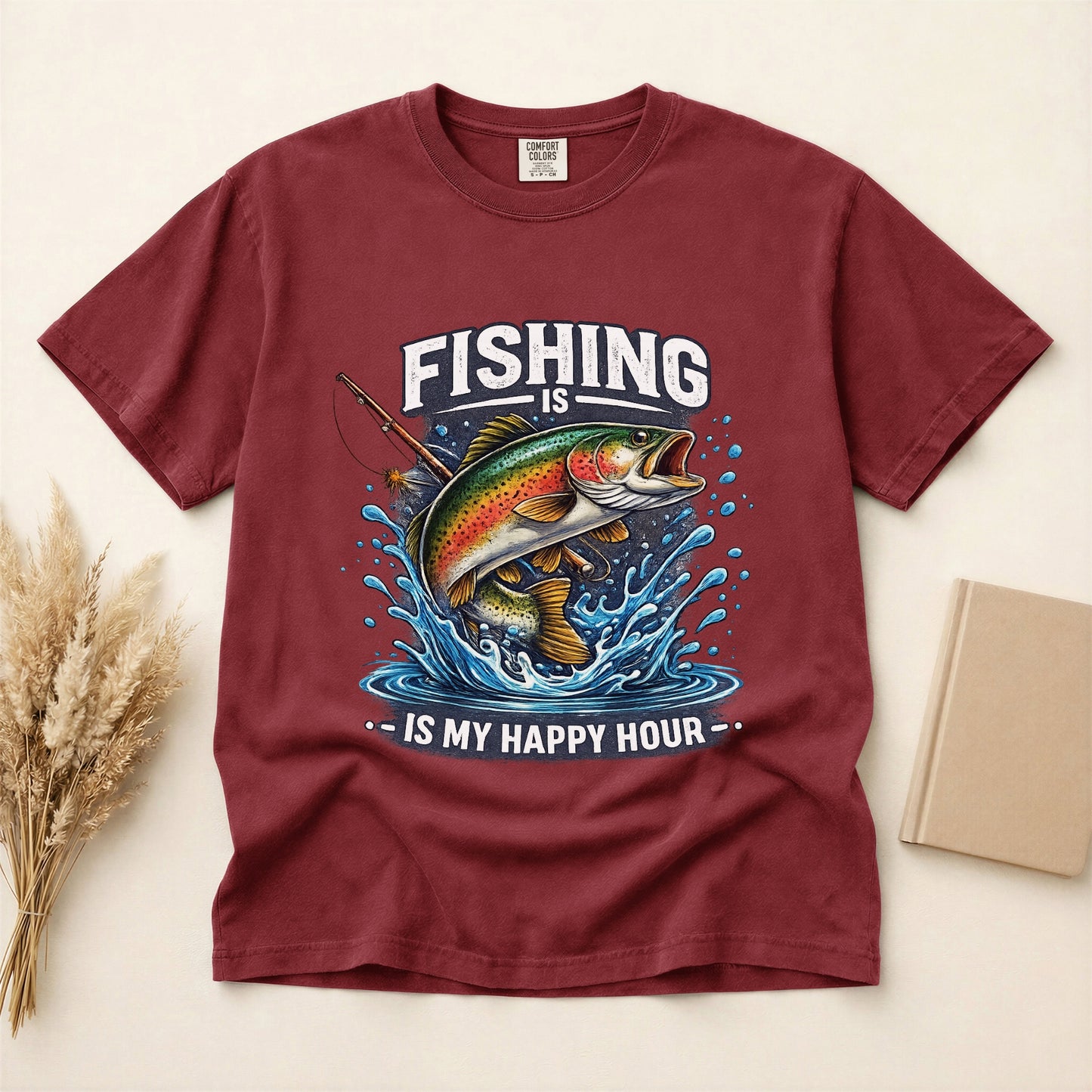 Funny Fishing shirt Fishing is my happy hour Fisherman T-shirt gift
