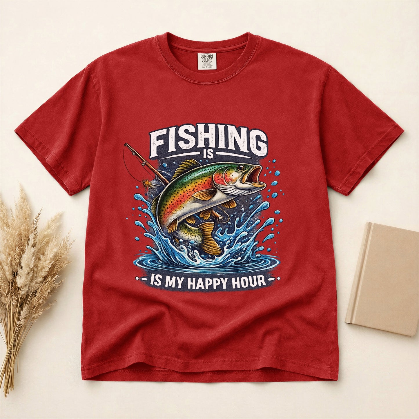 Funny Fishing shirt Fishing is my happy hour Fisherman T-shirt gift