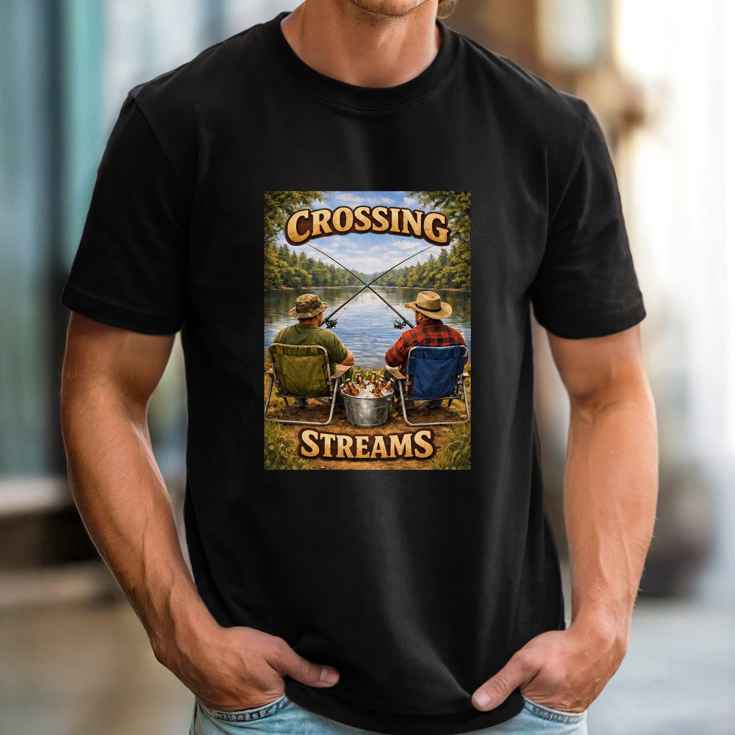 Funny Fishing shirt Crossing streams Fisherman buddies T-shirt gift for outdoor lovers