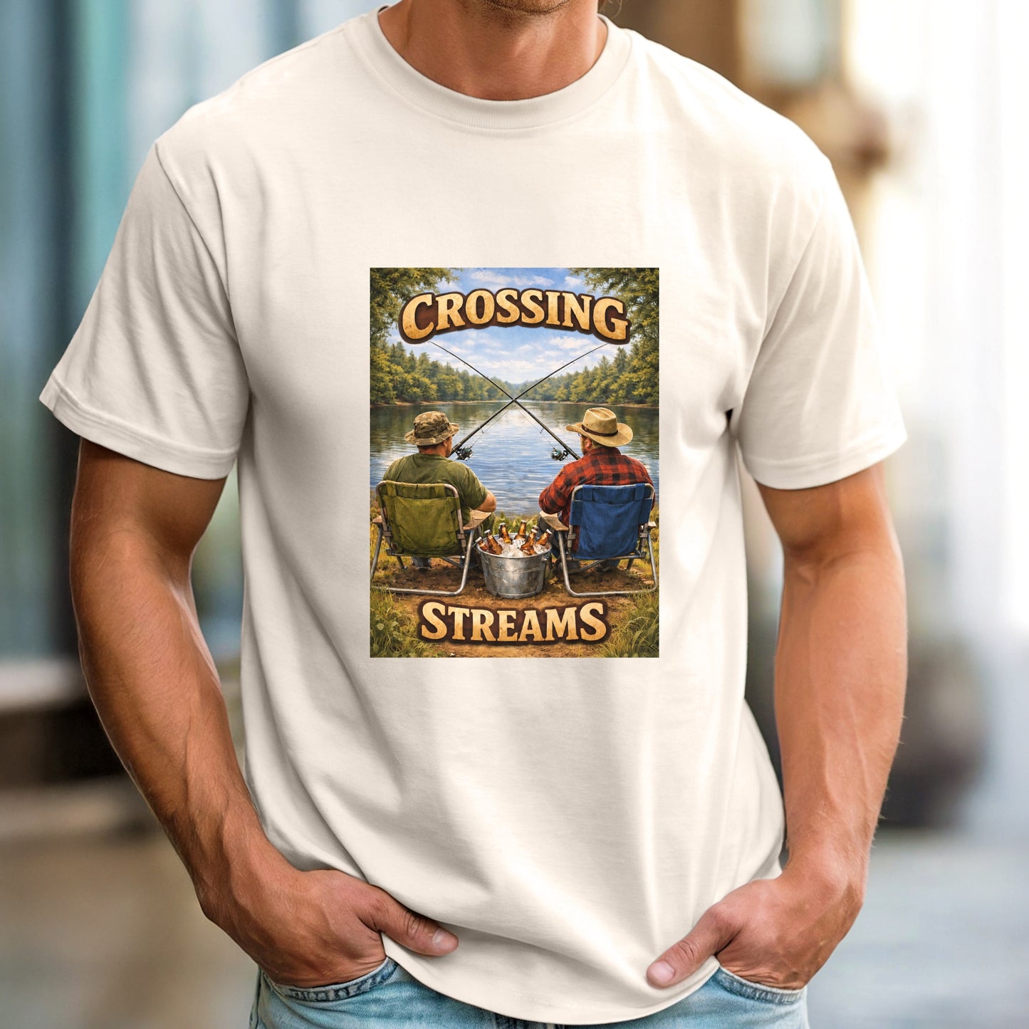 Funny Fishing shirt Crossing streams Fisherman buddies T-shirt gift for outdoor lovers