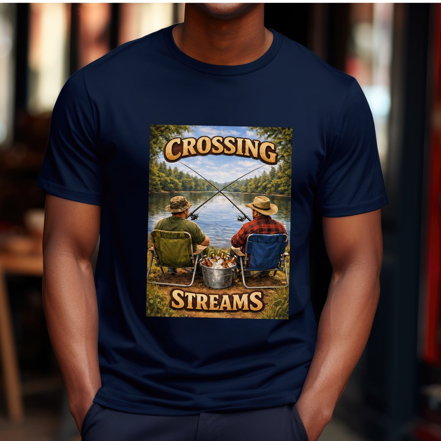 Funny Fishing shirt Crossing streams Fisherman buddies T-shirt gift for outdoor lovers