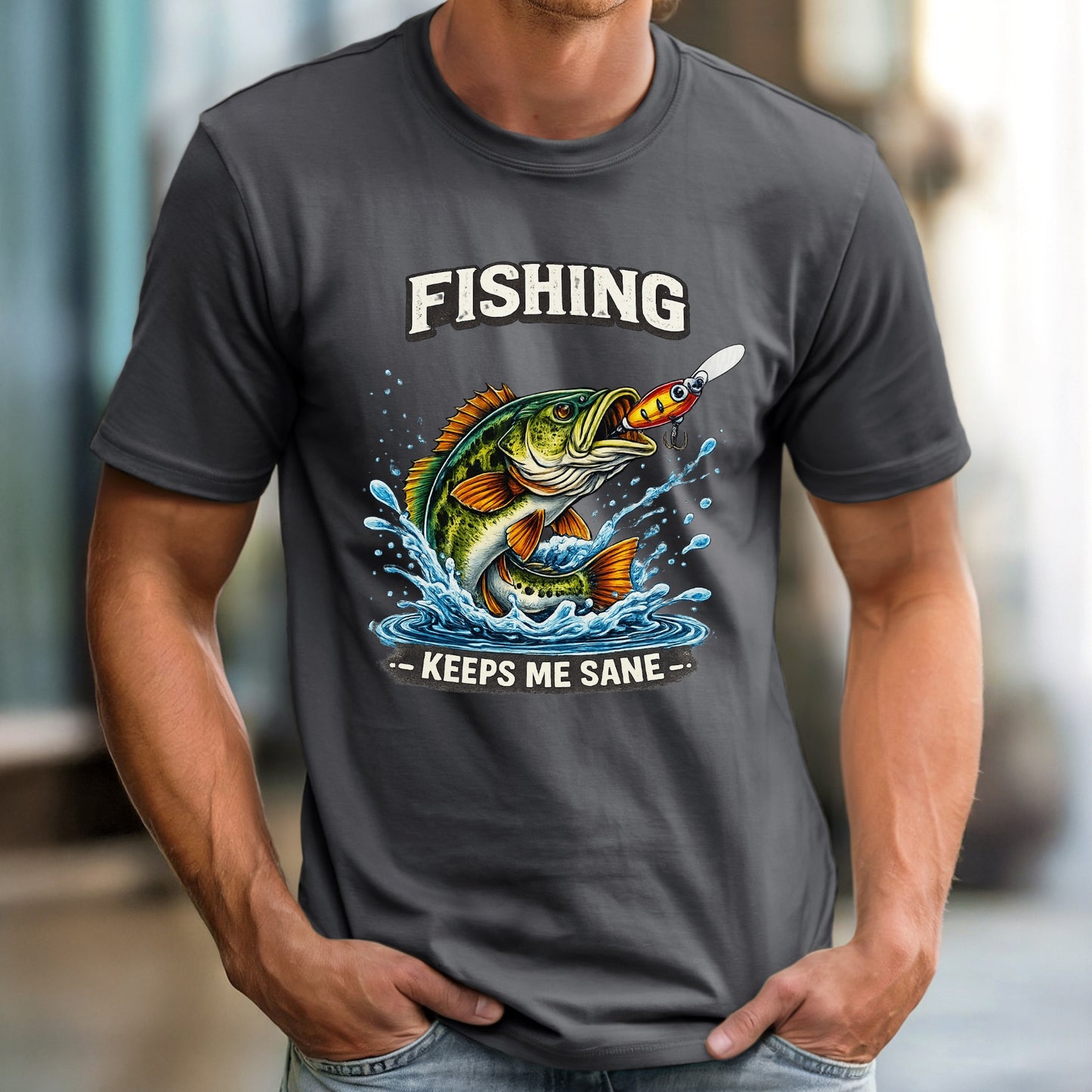 Funny Fishing shirt Fishing keeps me sane Fisherman T-shirt gift